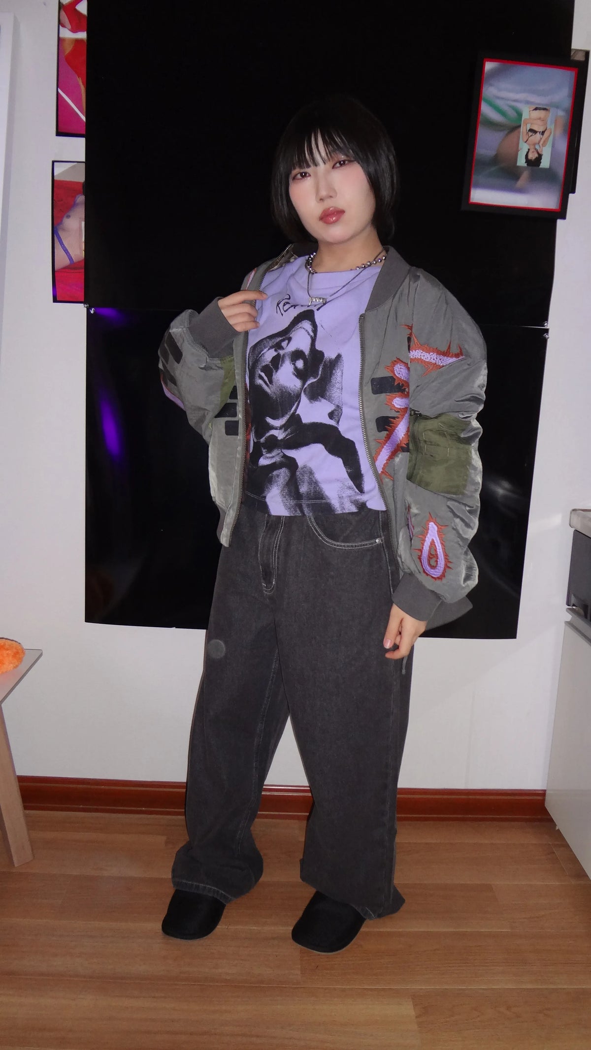 Adorned Reversible Bomber Jacket - Drabs
