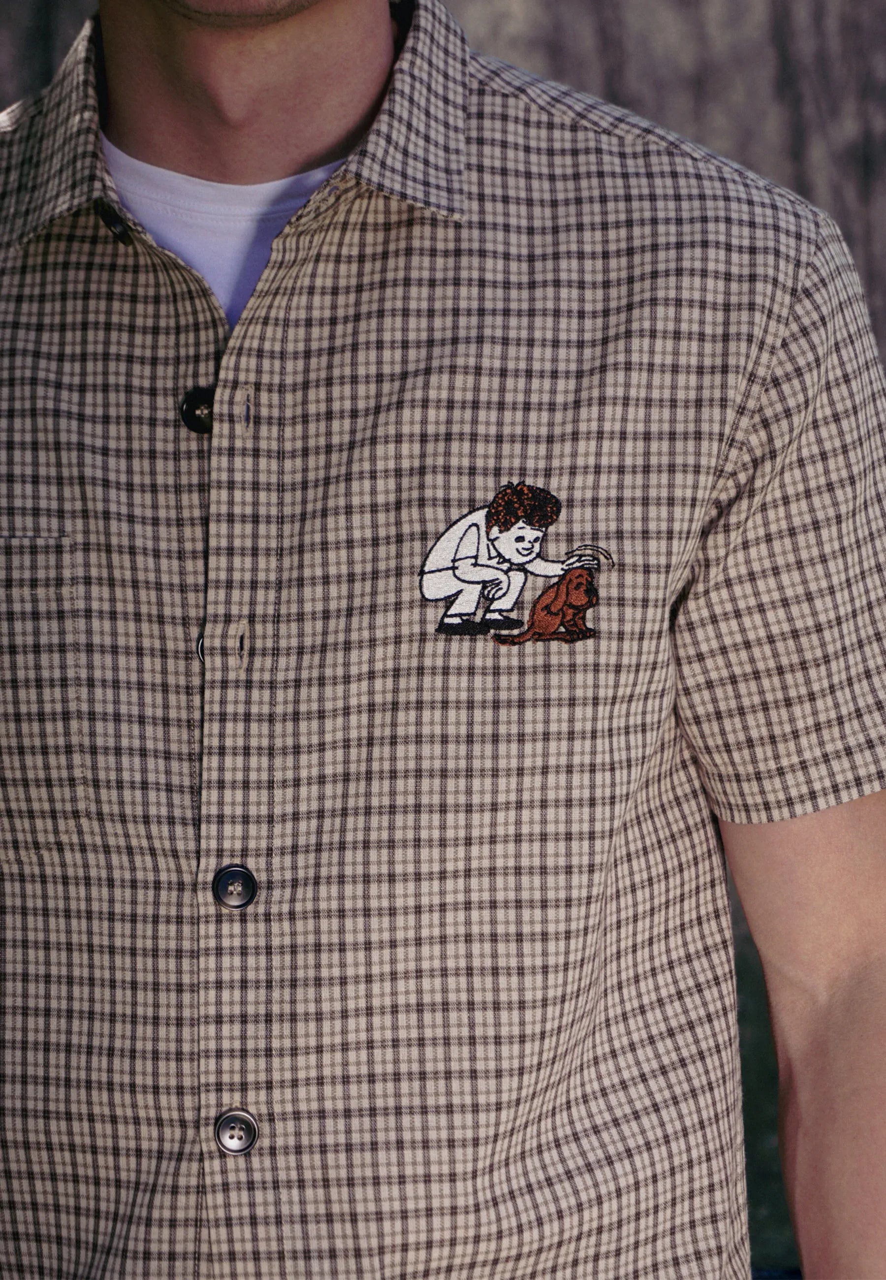 Pet The Puppy Shirt - Brown Check