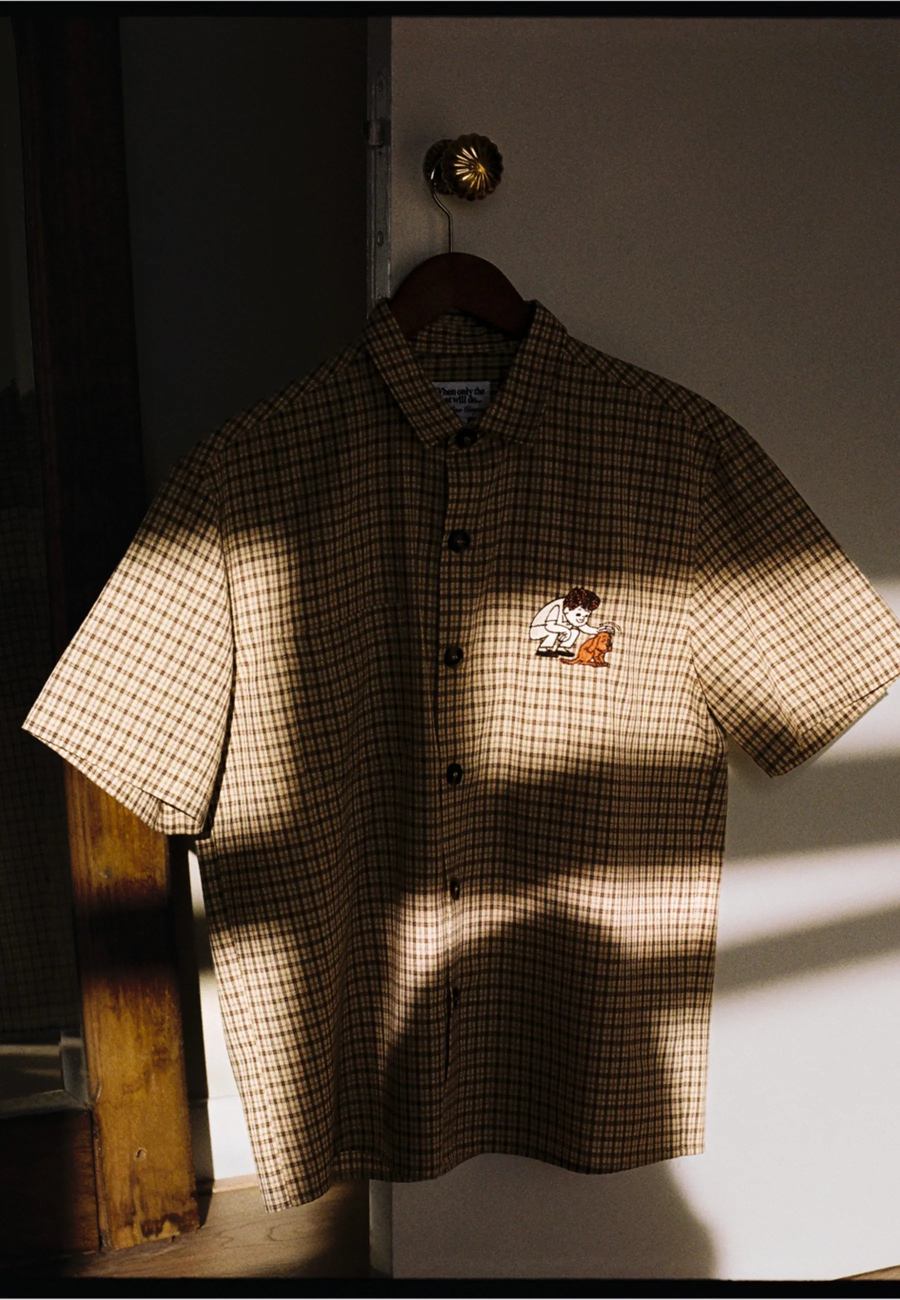 Pet The Puppy Shirt - Brown Check