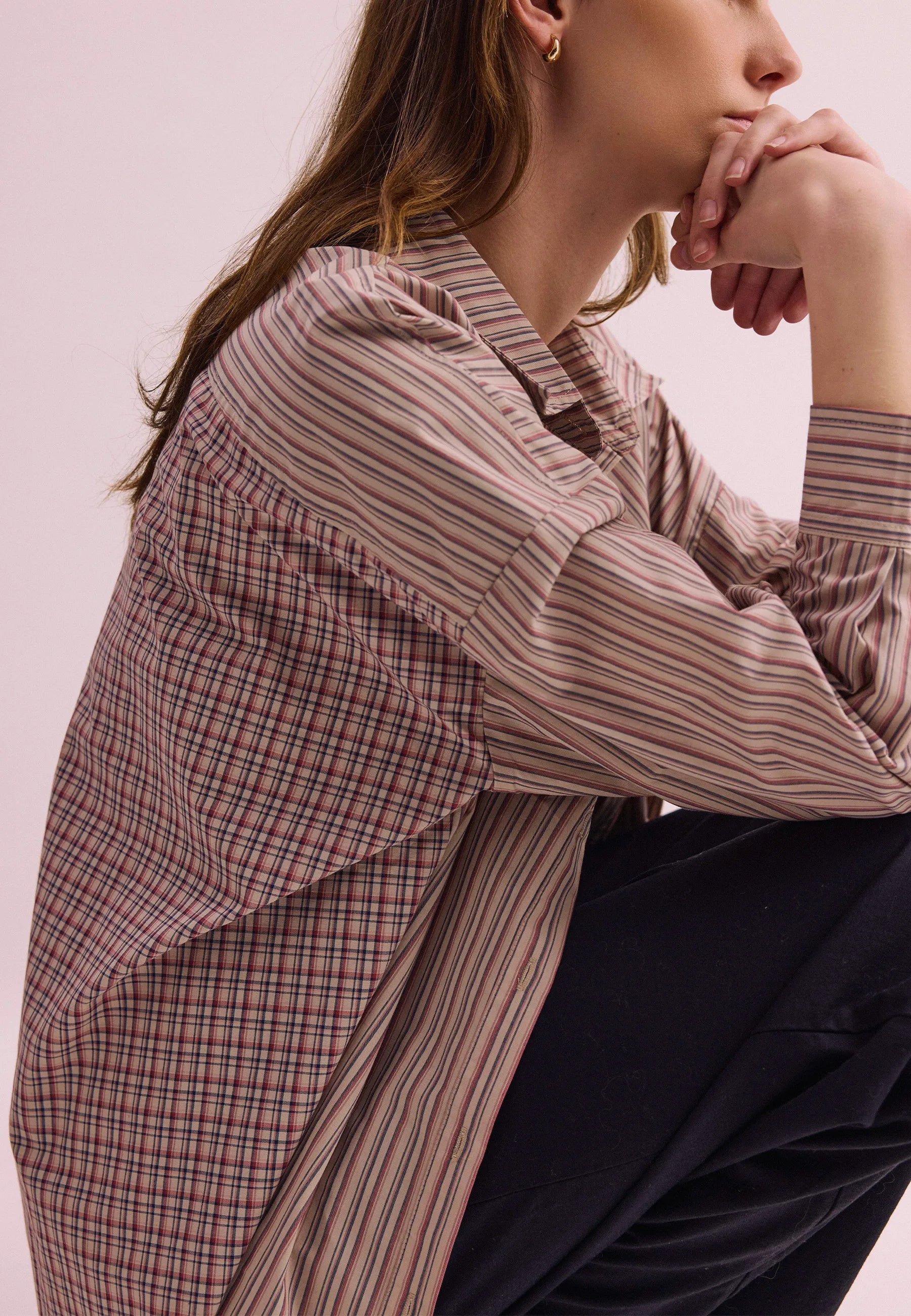 Billie Shirt - Red/Tan Stripe