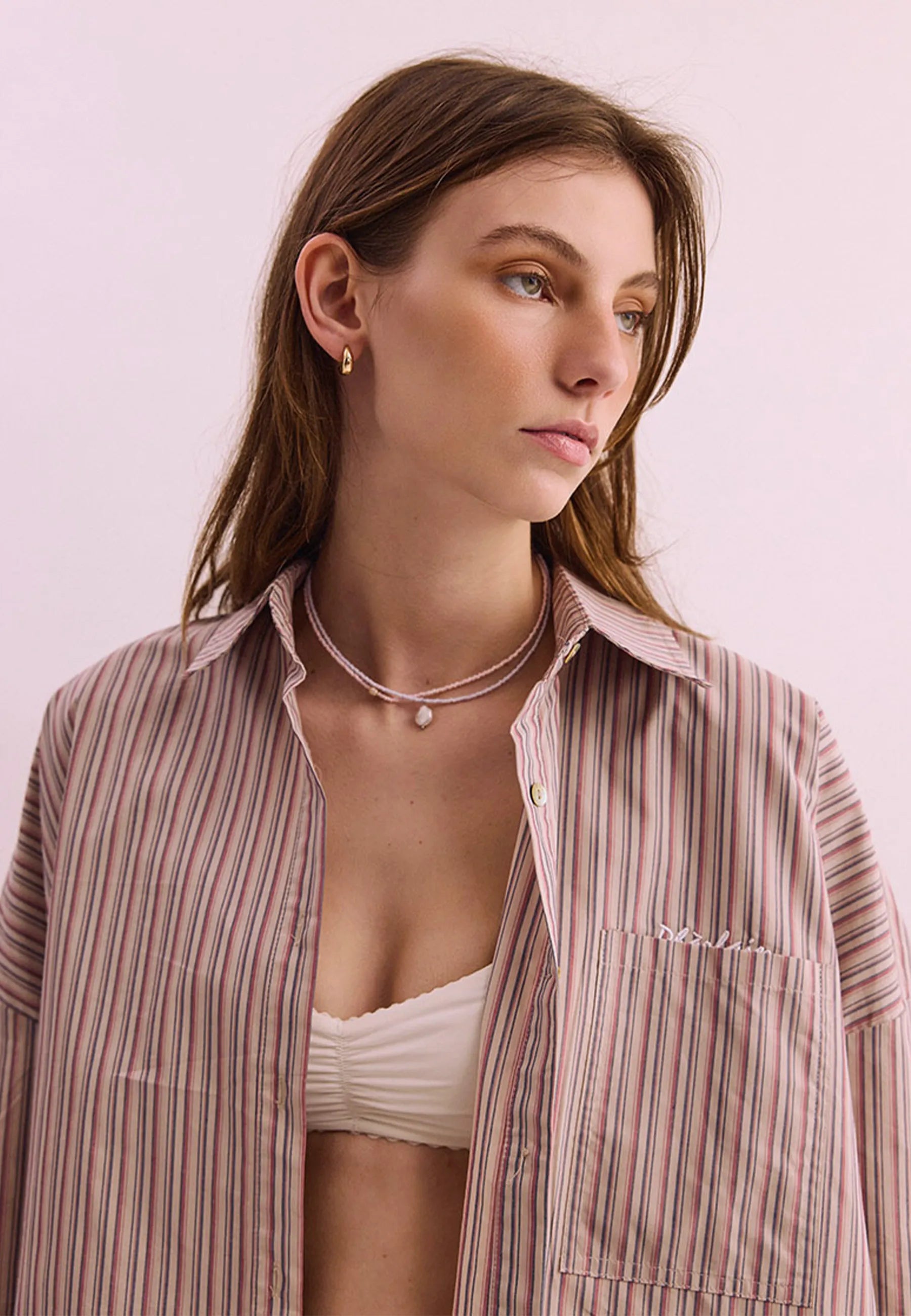 Billie Shirt - Red/Tan Stripe