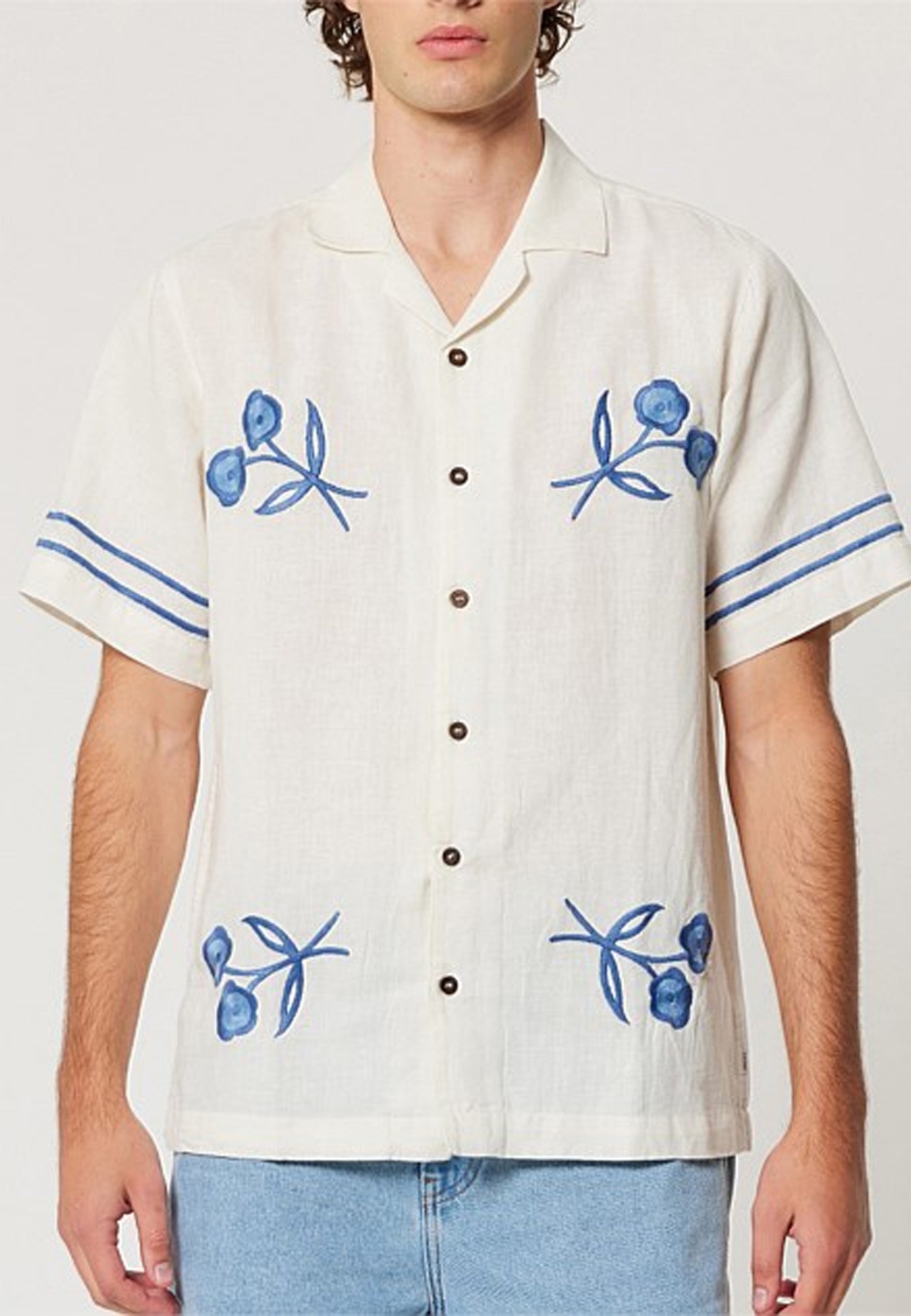 Bowler Embroidered Shirt - Vintage White