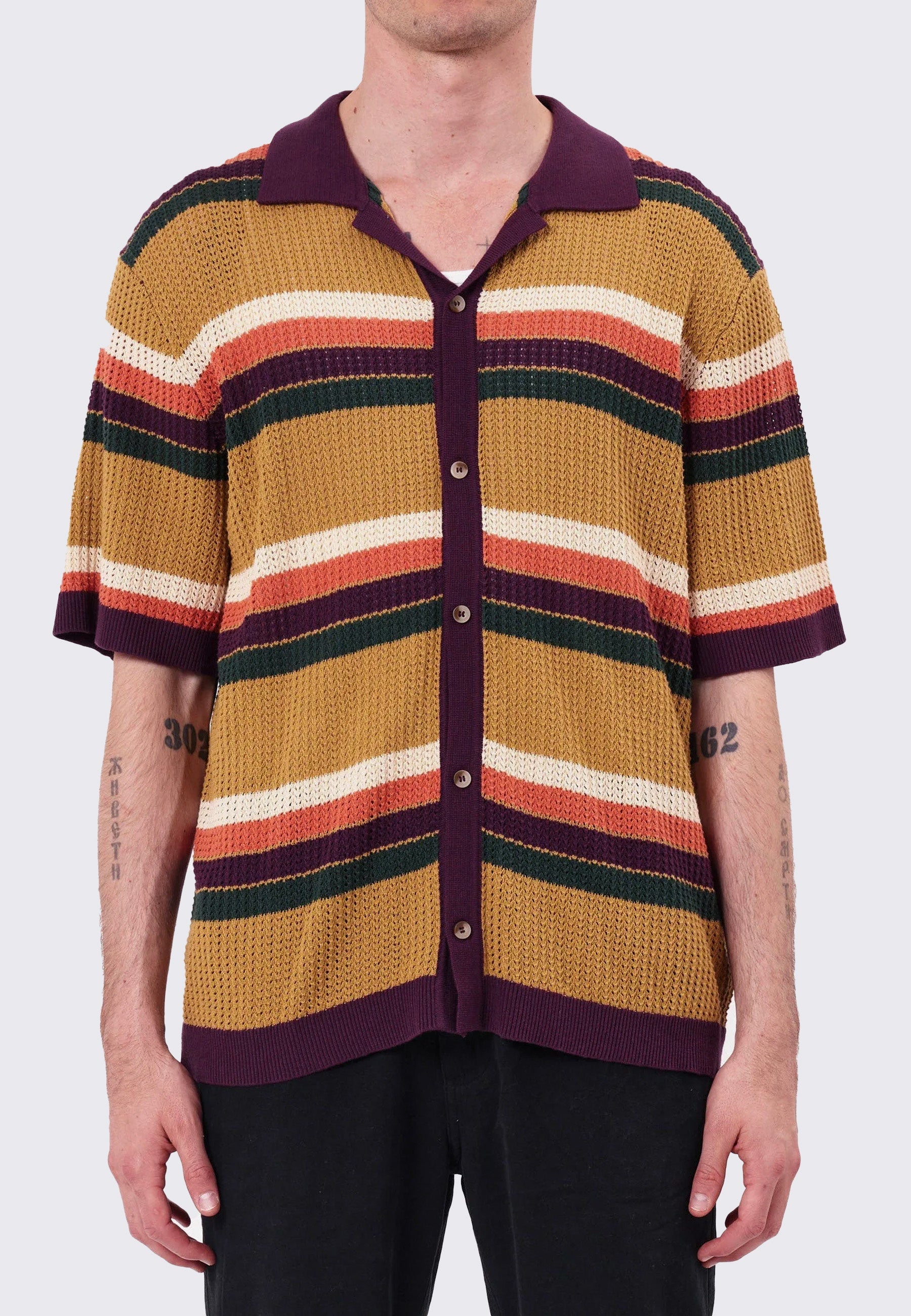 Bowler Rib Knit Shirt - Multi Stripe