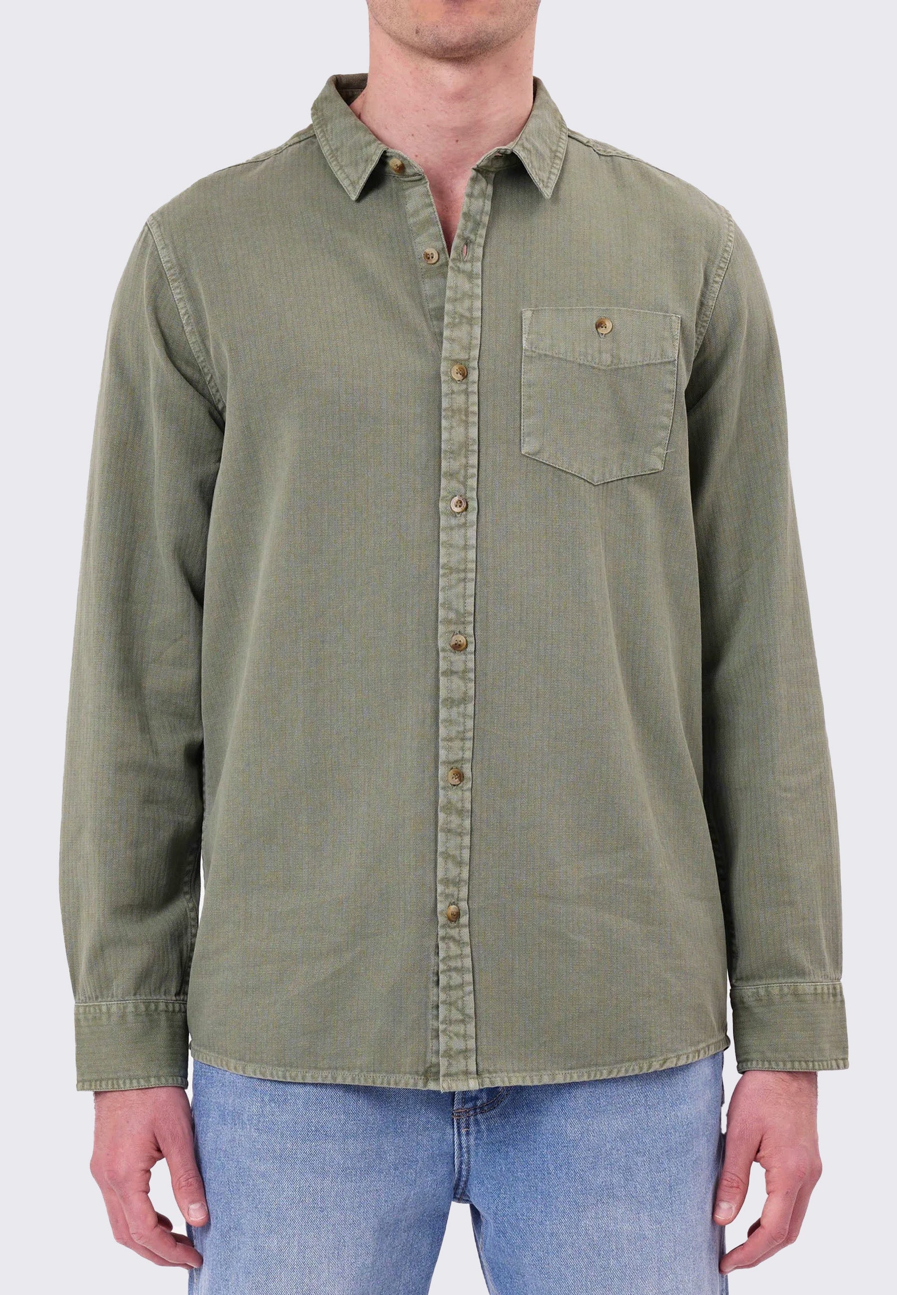 Herringbone Shirt - Faded Army