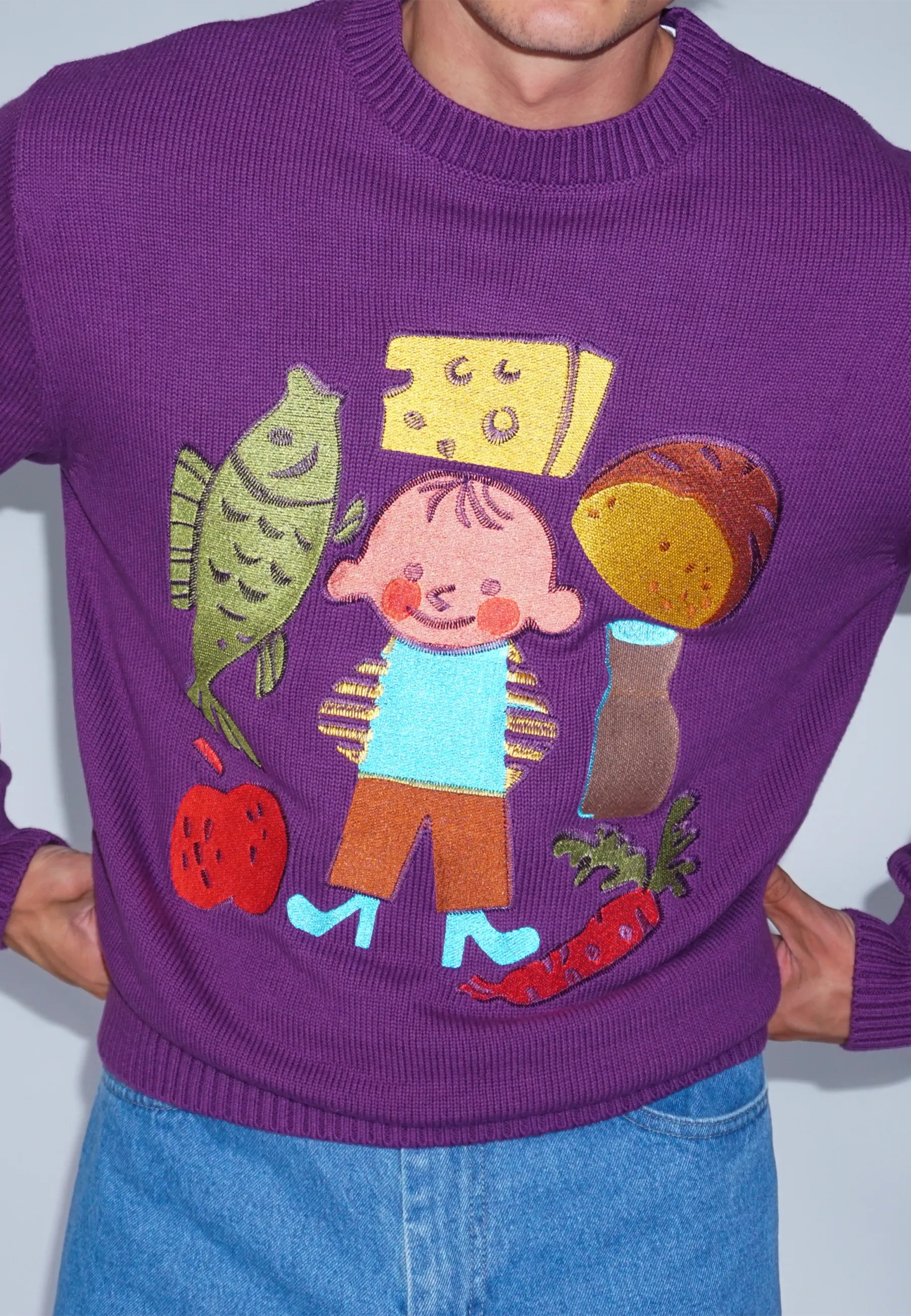 Food Knitted Sweater - Purple