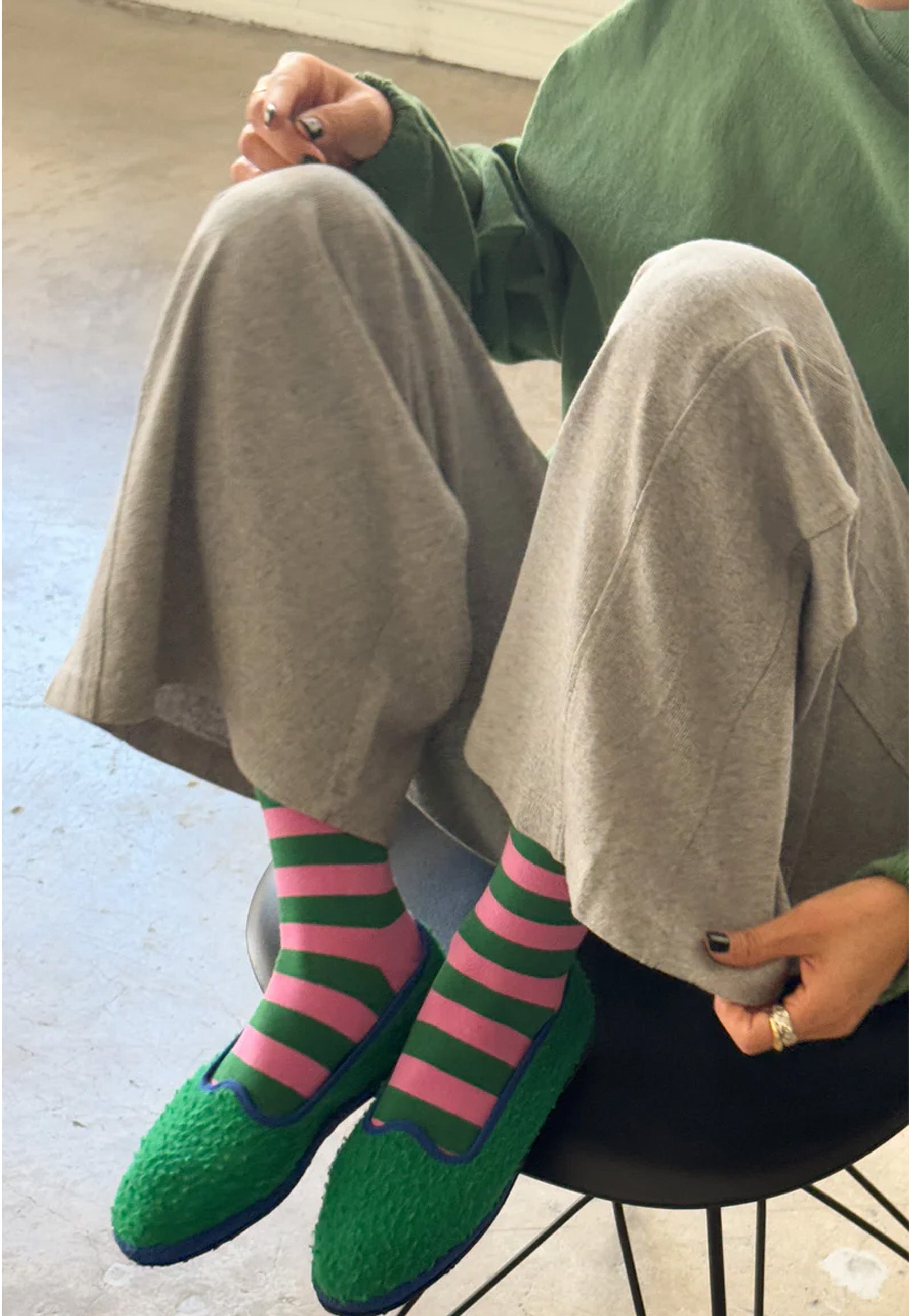 Wally Socks - Wide/Pink Green