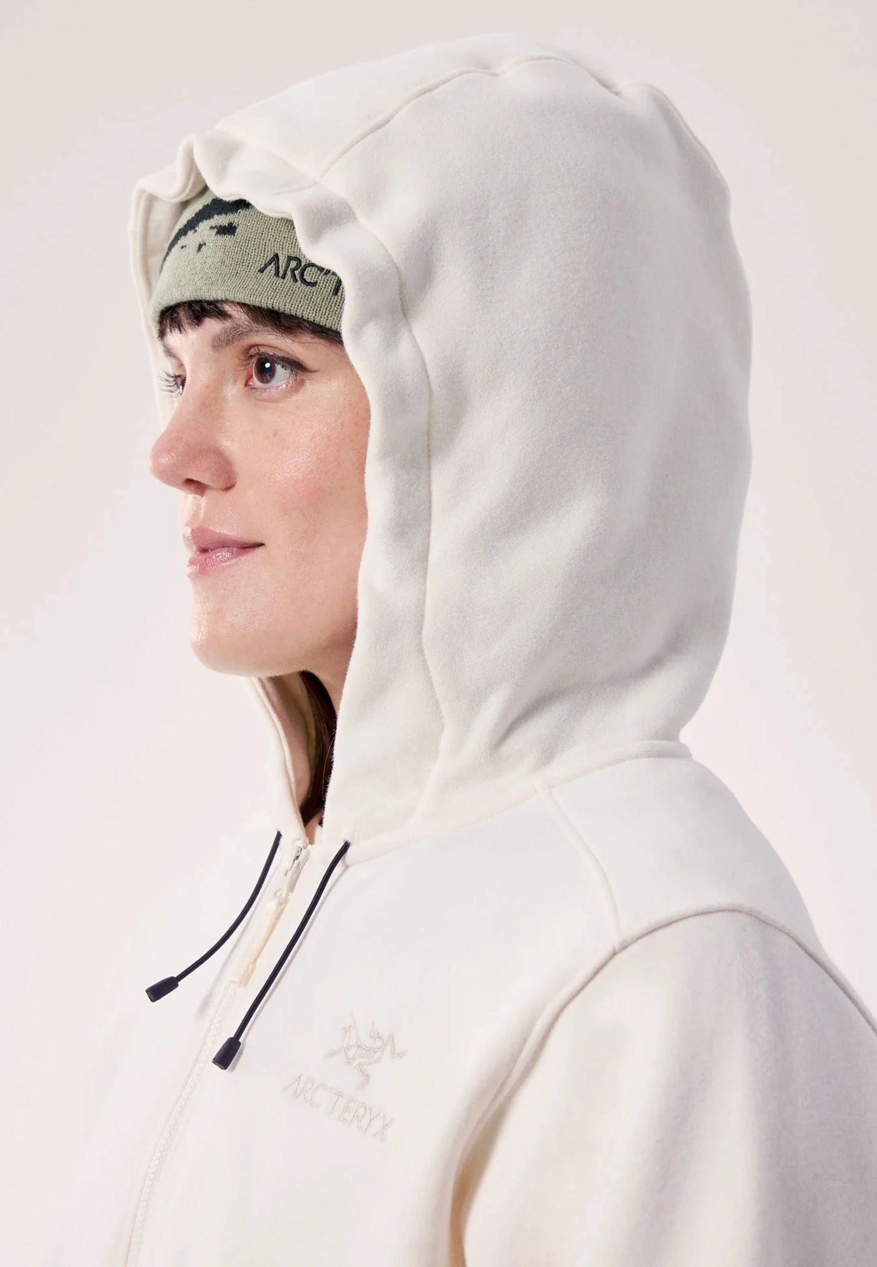 Women's Emblem Fleece Full Zip Crop Hoody - Arctic Silk