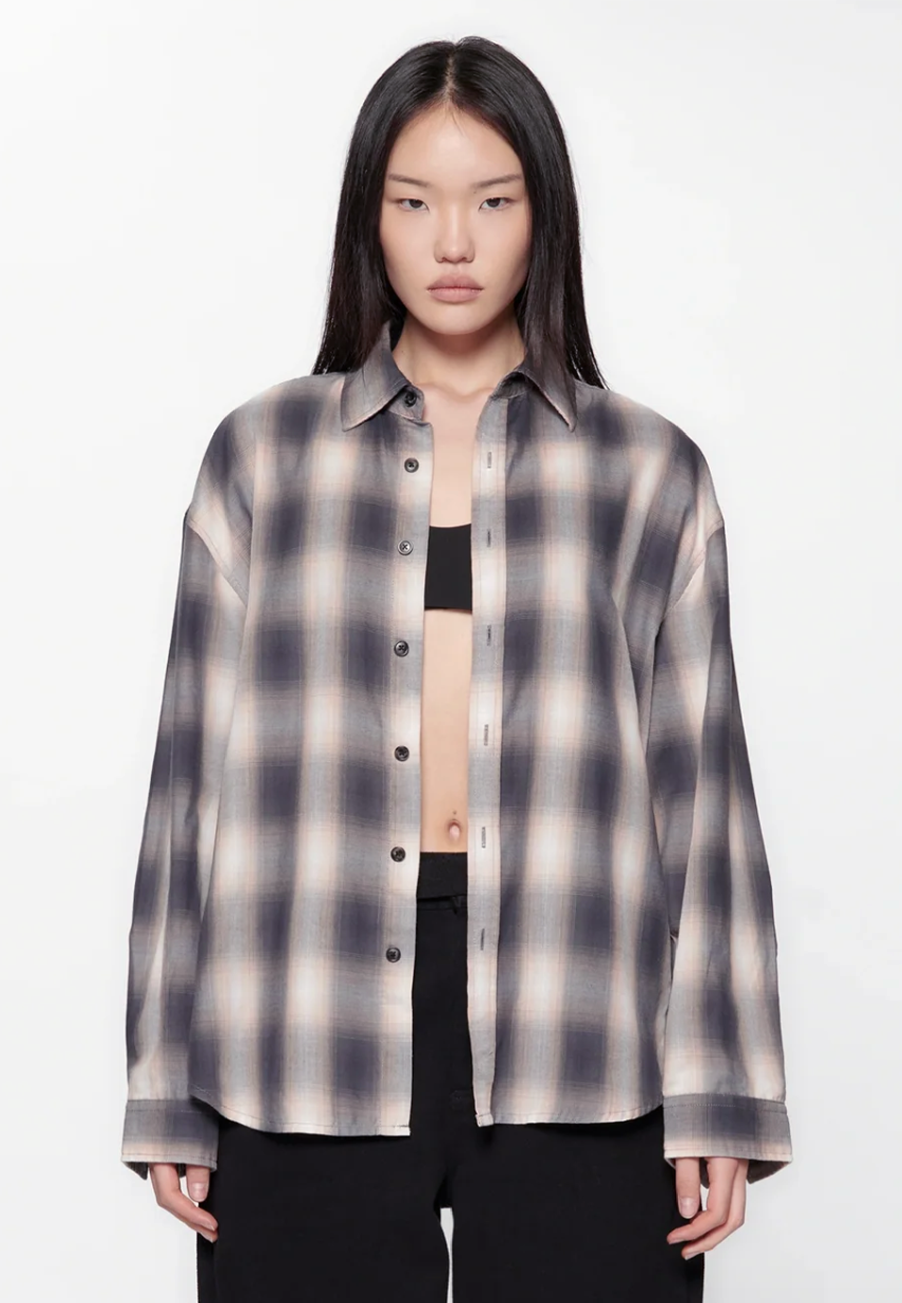 Drop LS Shirt - Grey/Pink Check