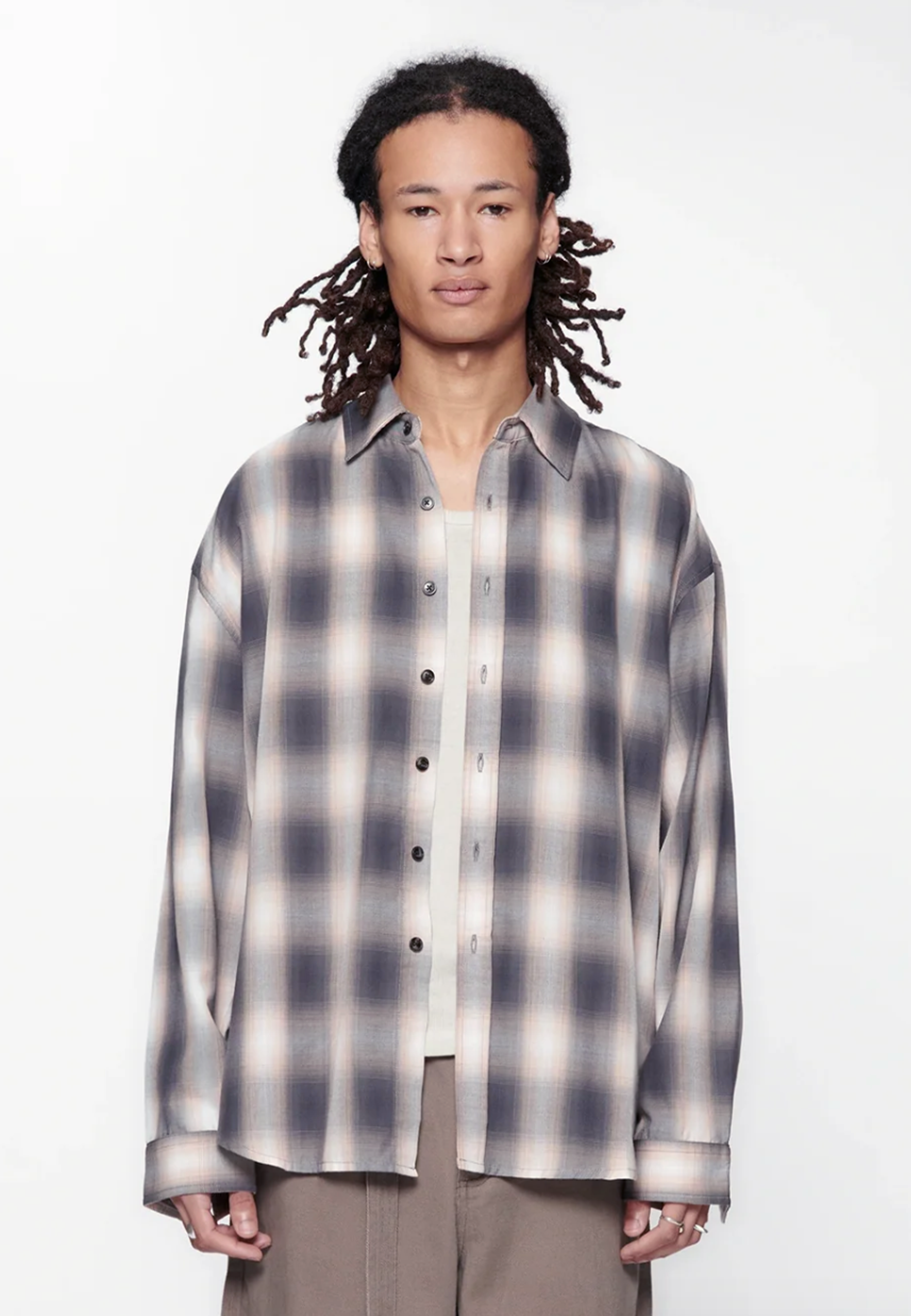 Drop LS Shirt - Grey/Pink Check