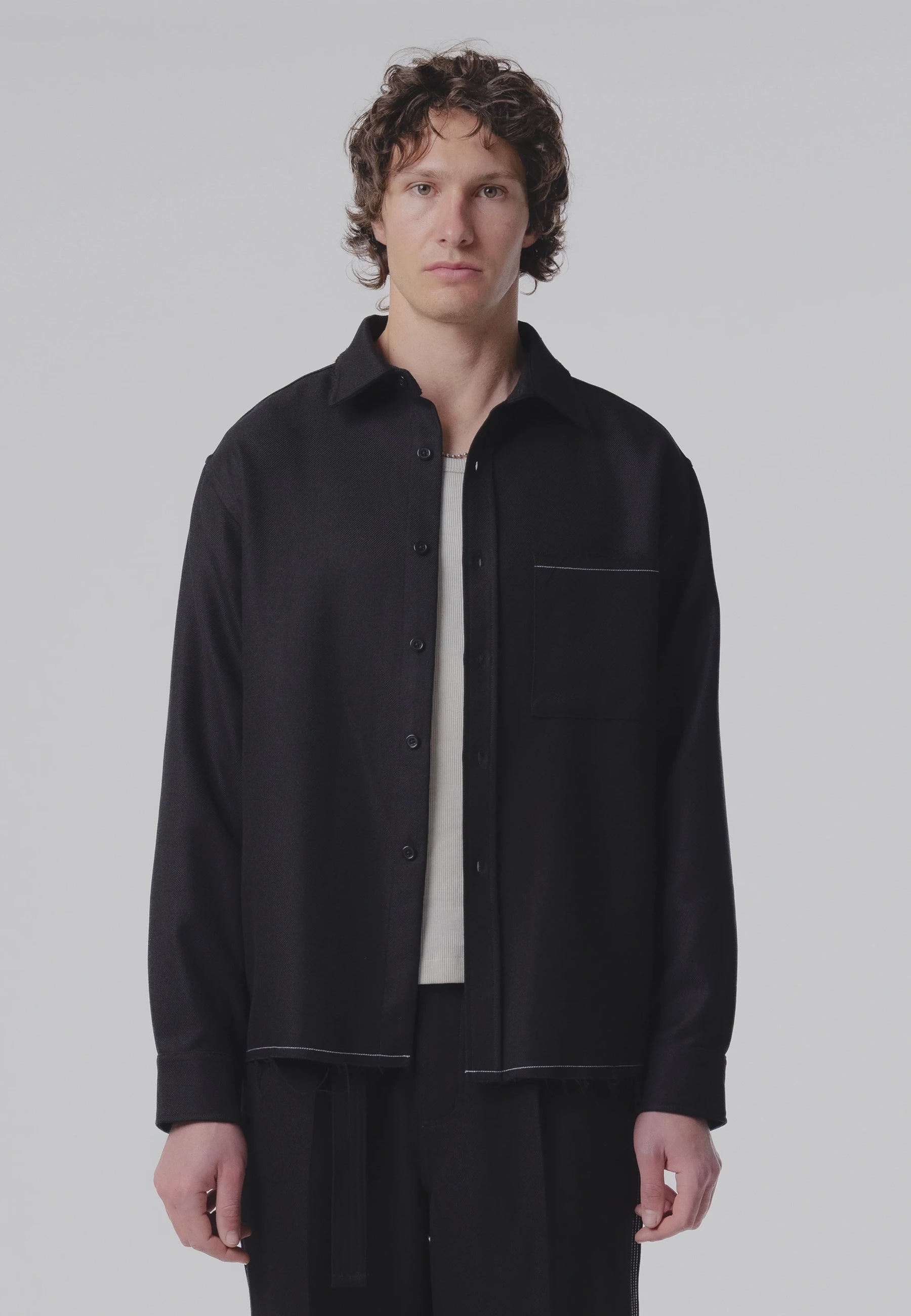 Hold LS Pocket Shirt - Black/White