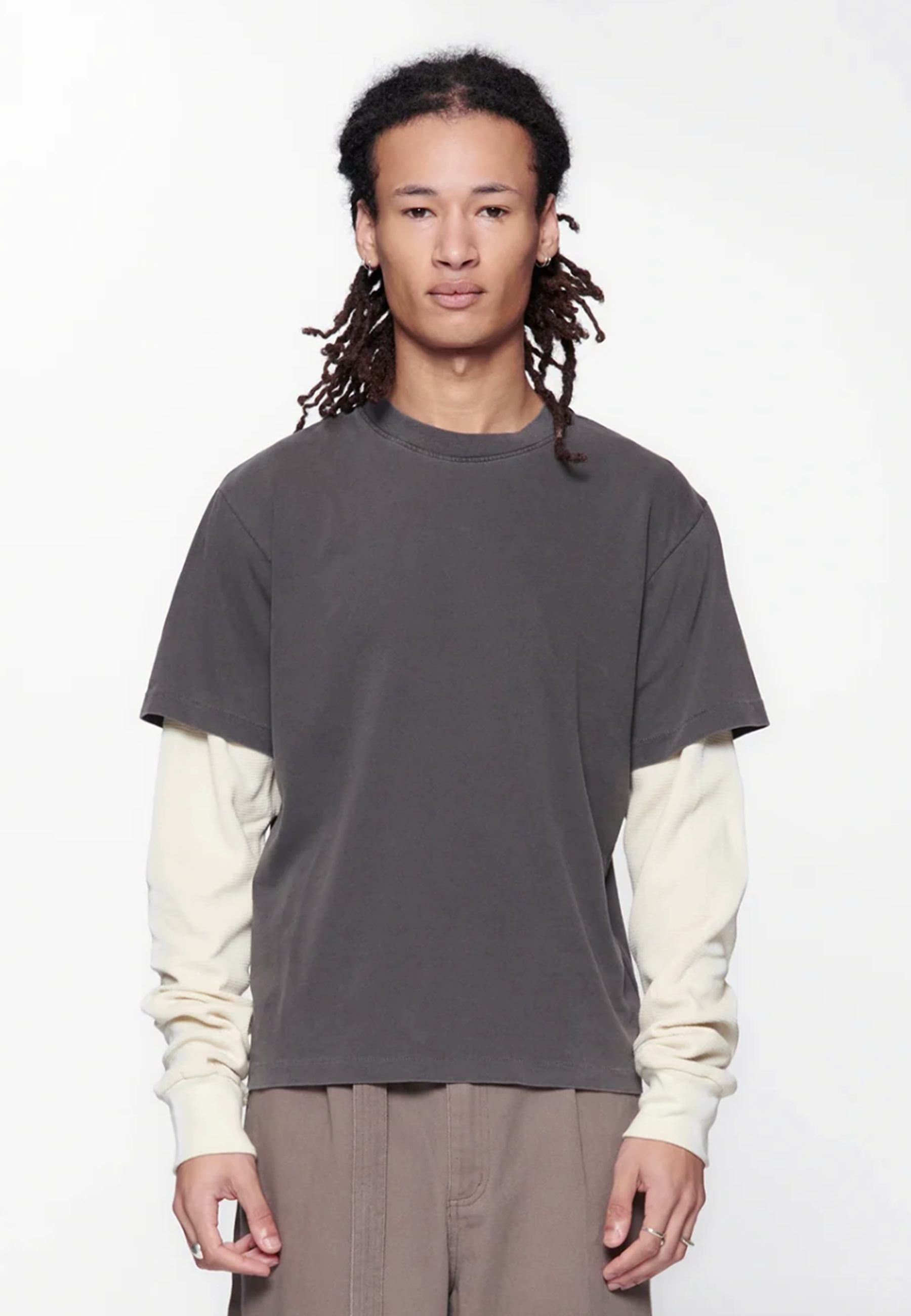 Tide Double T-Shirt - Charcoal/Bone