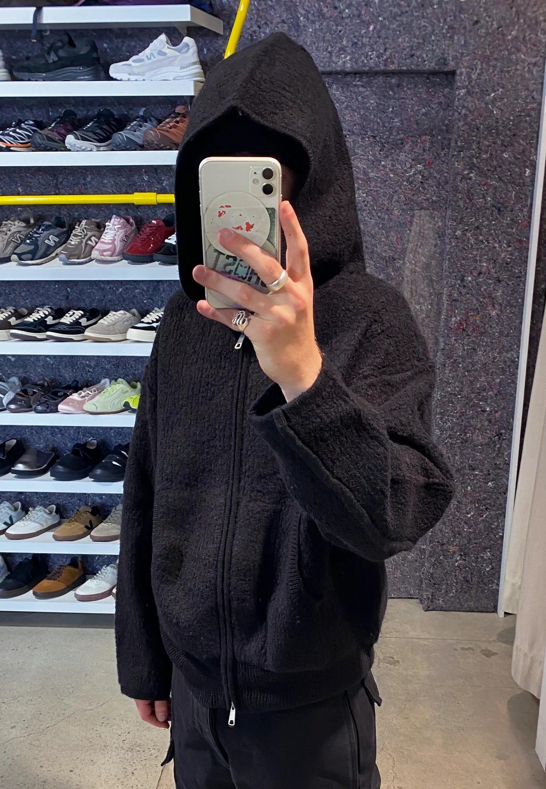 Knit Zip Hoodie - Bolied Black