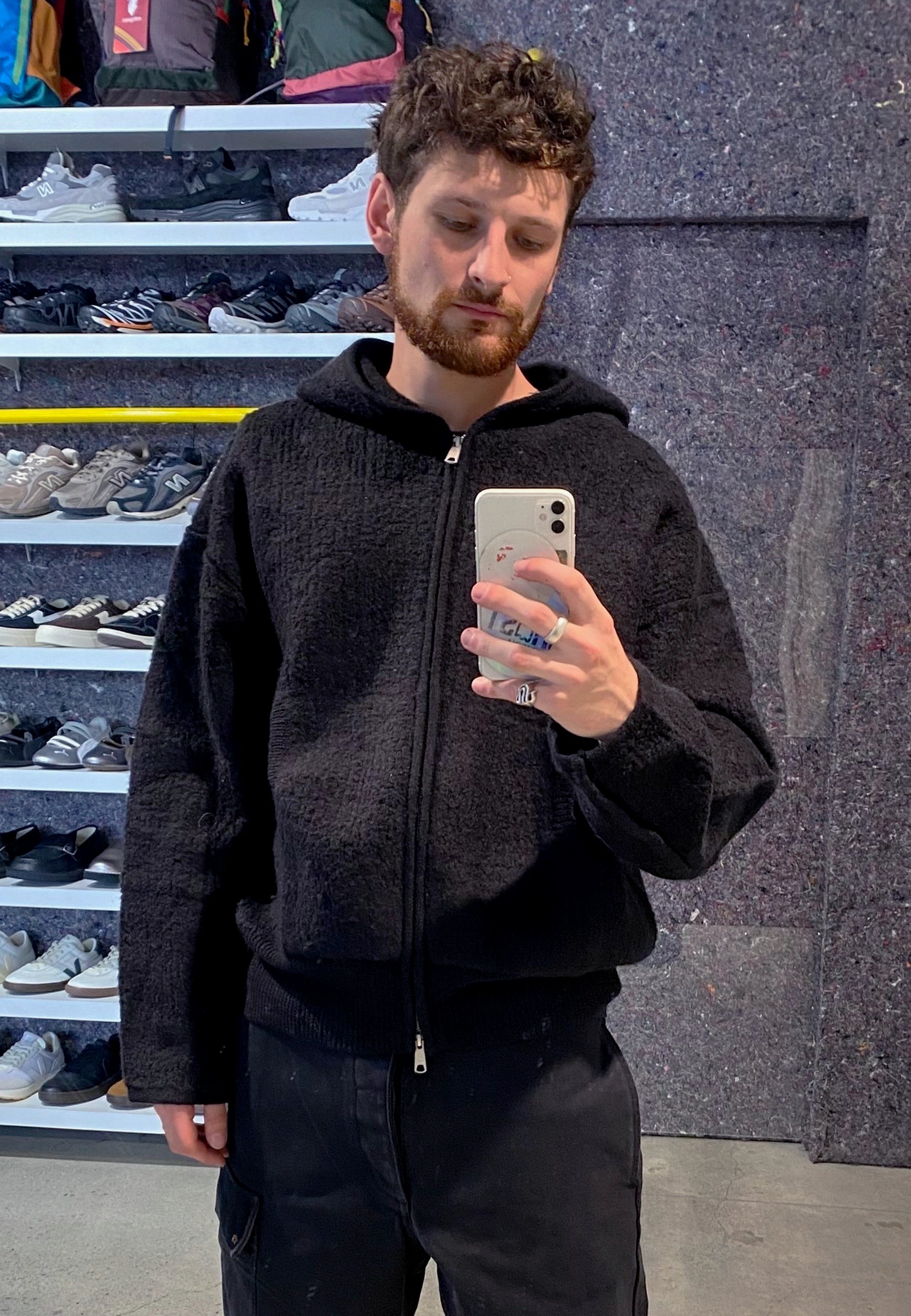 Knit Zip Hoodie - Bolied Black