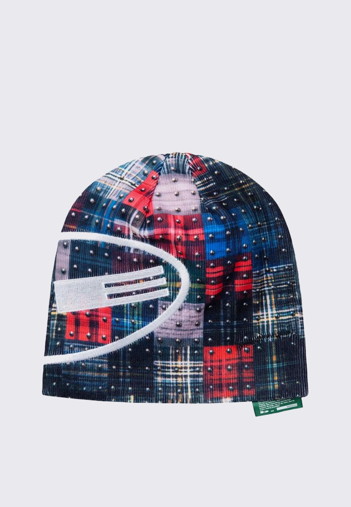 Studded Plaid Beanie - Multi