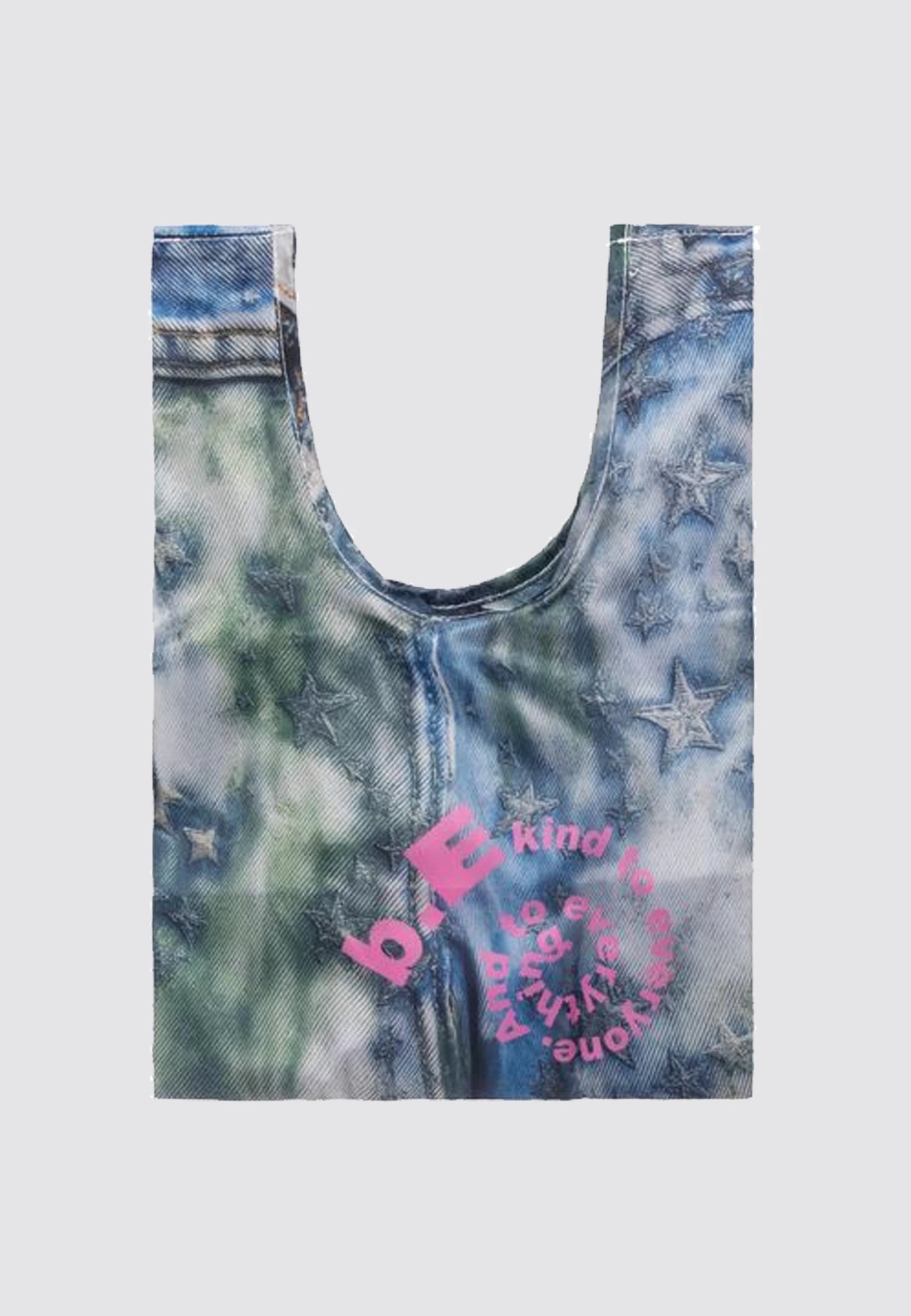 Star Denim Reusable Bag Mini - Grey/Pink