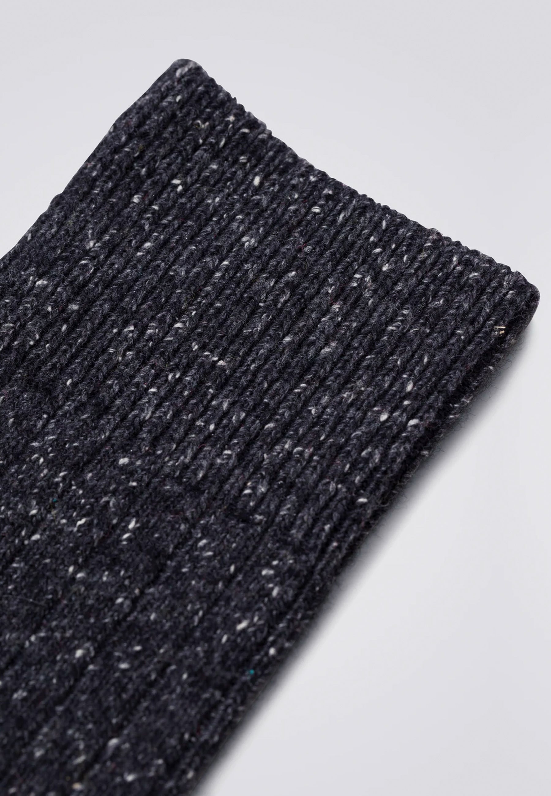 Bjarki Neps Wool Rib Socks - Charcoal Melange