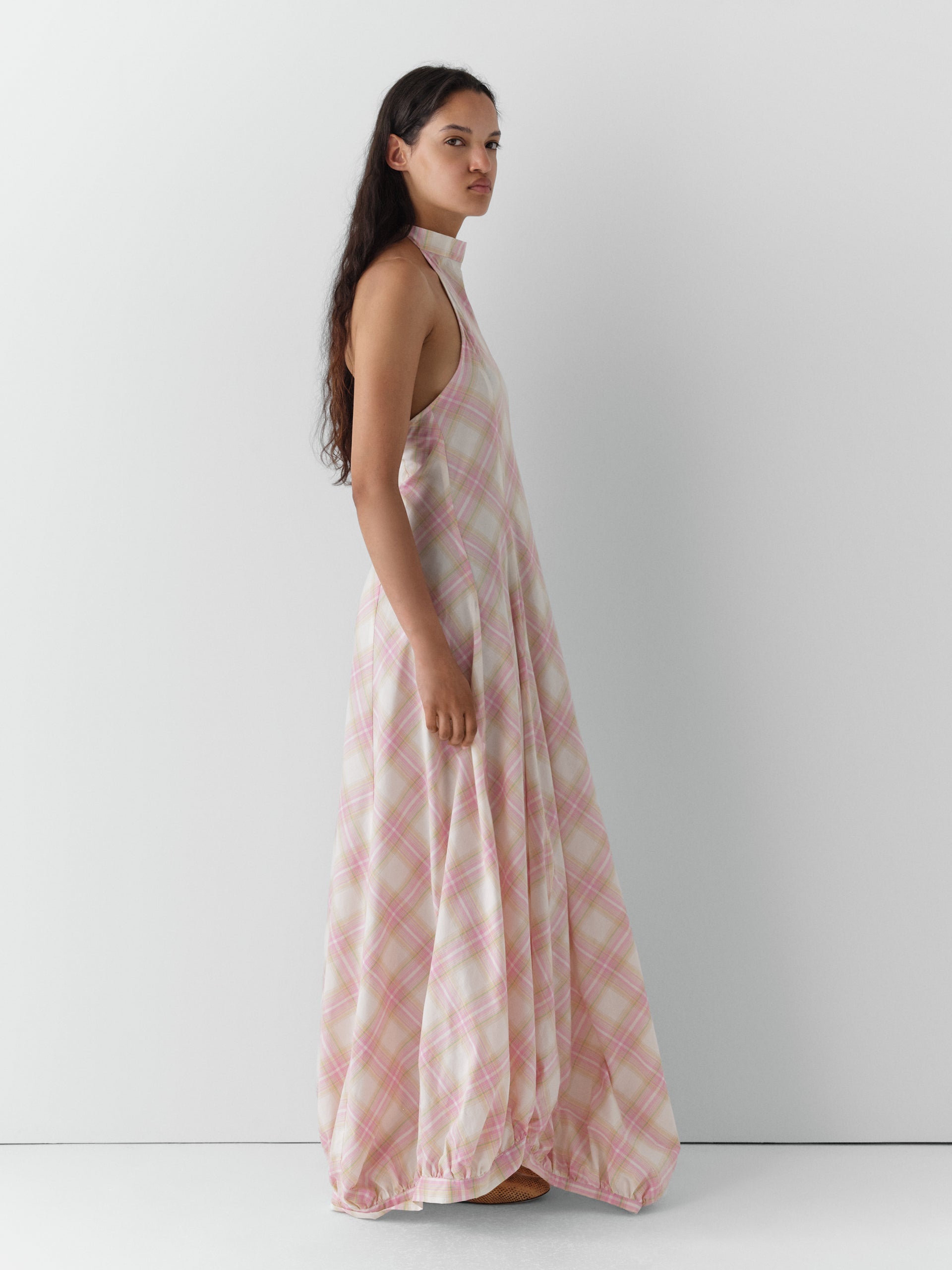 Bomba Maxi Dress - Pink Checks/Beige