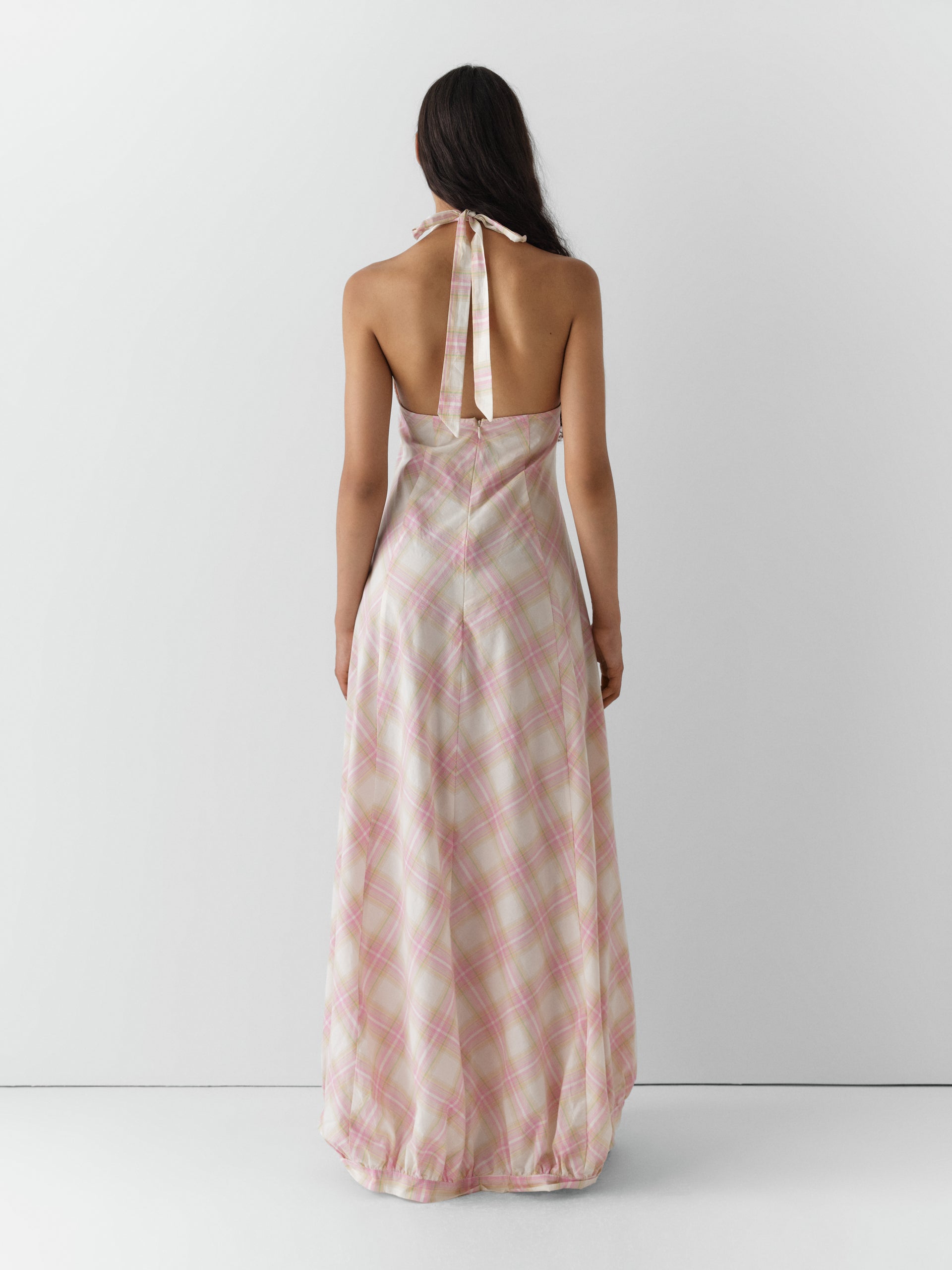 Bomba Maxi Dress - Pink Checks/Beige