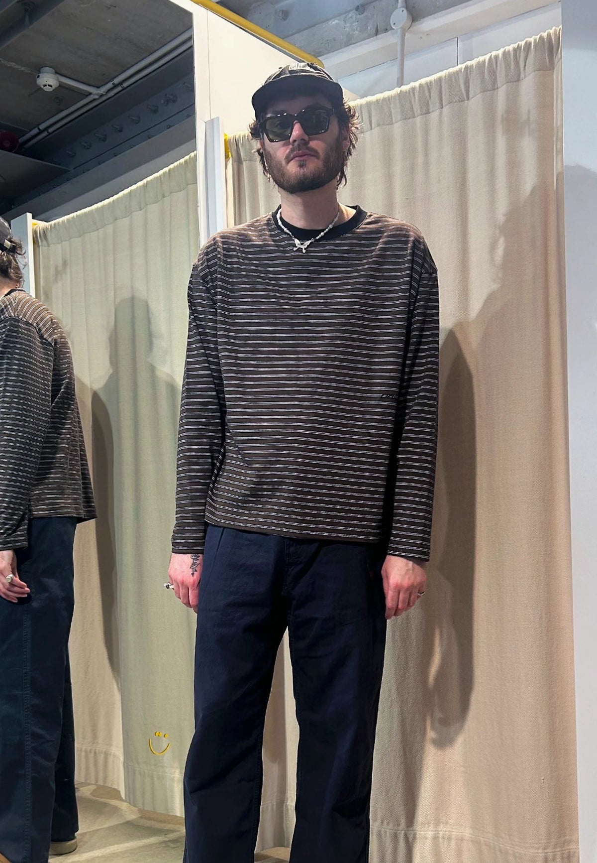 Striped Kerferd LS Tee - Brown