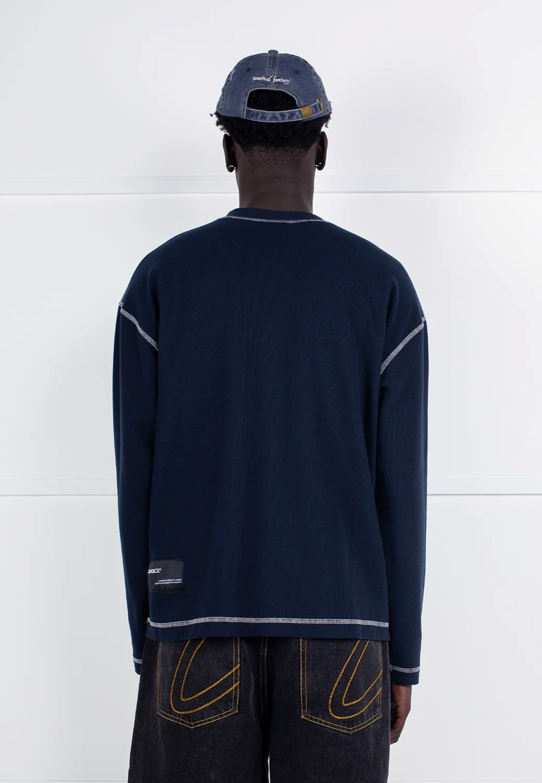 Waffle Long Sleeve T-shirt - Navy