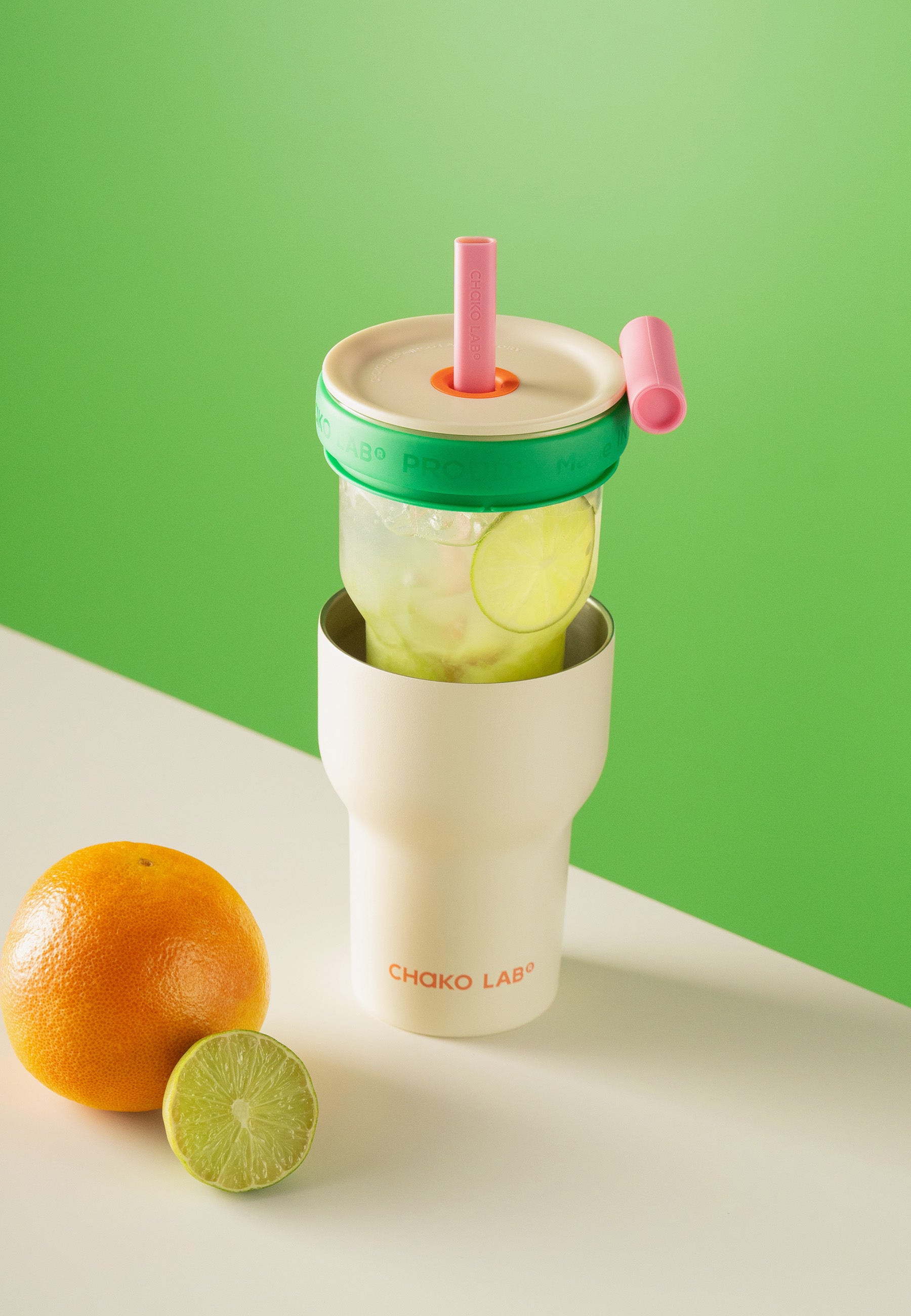 Dual Layer Tumbler - White/Green