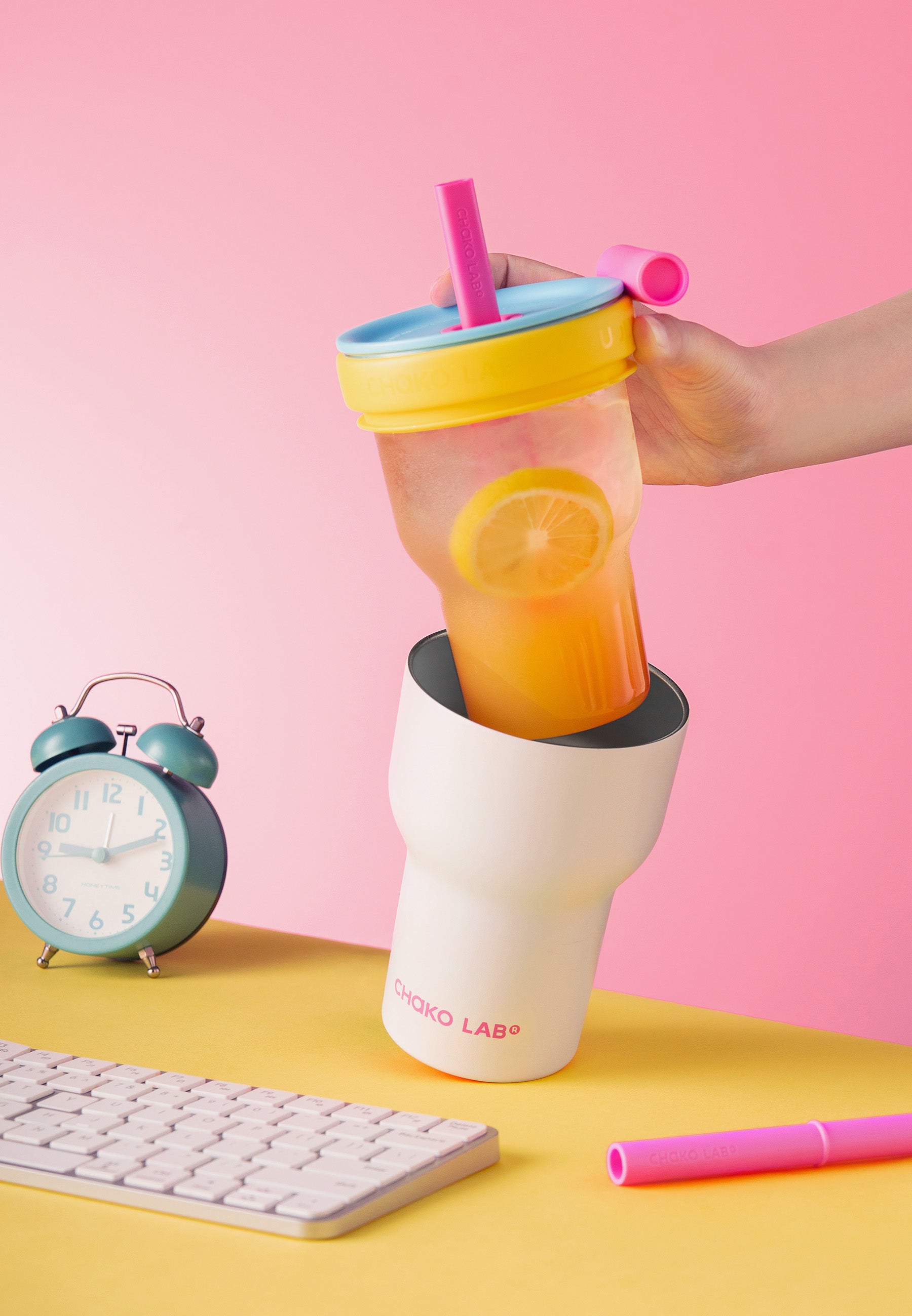 Dual Layer Tumbler - Yellow/Blue