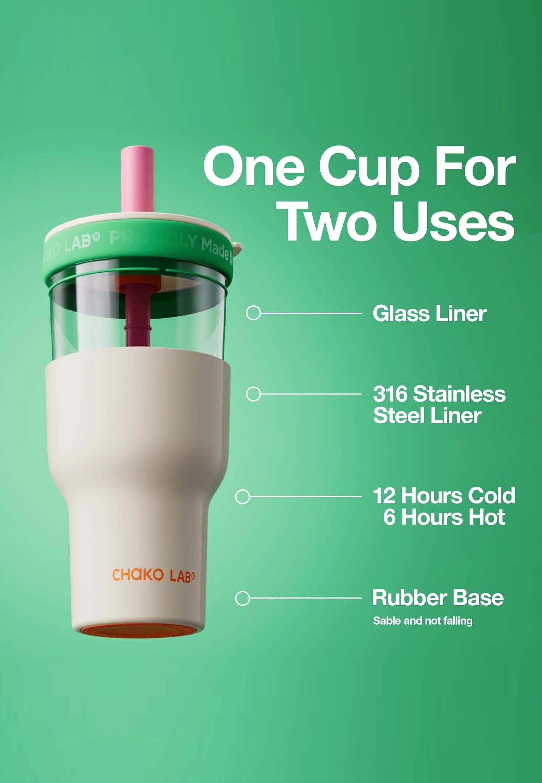 Dual Layer Tumbler - White/Green