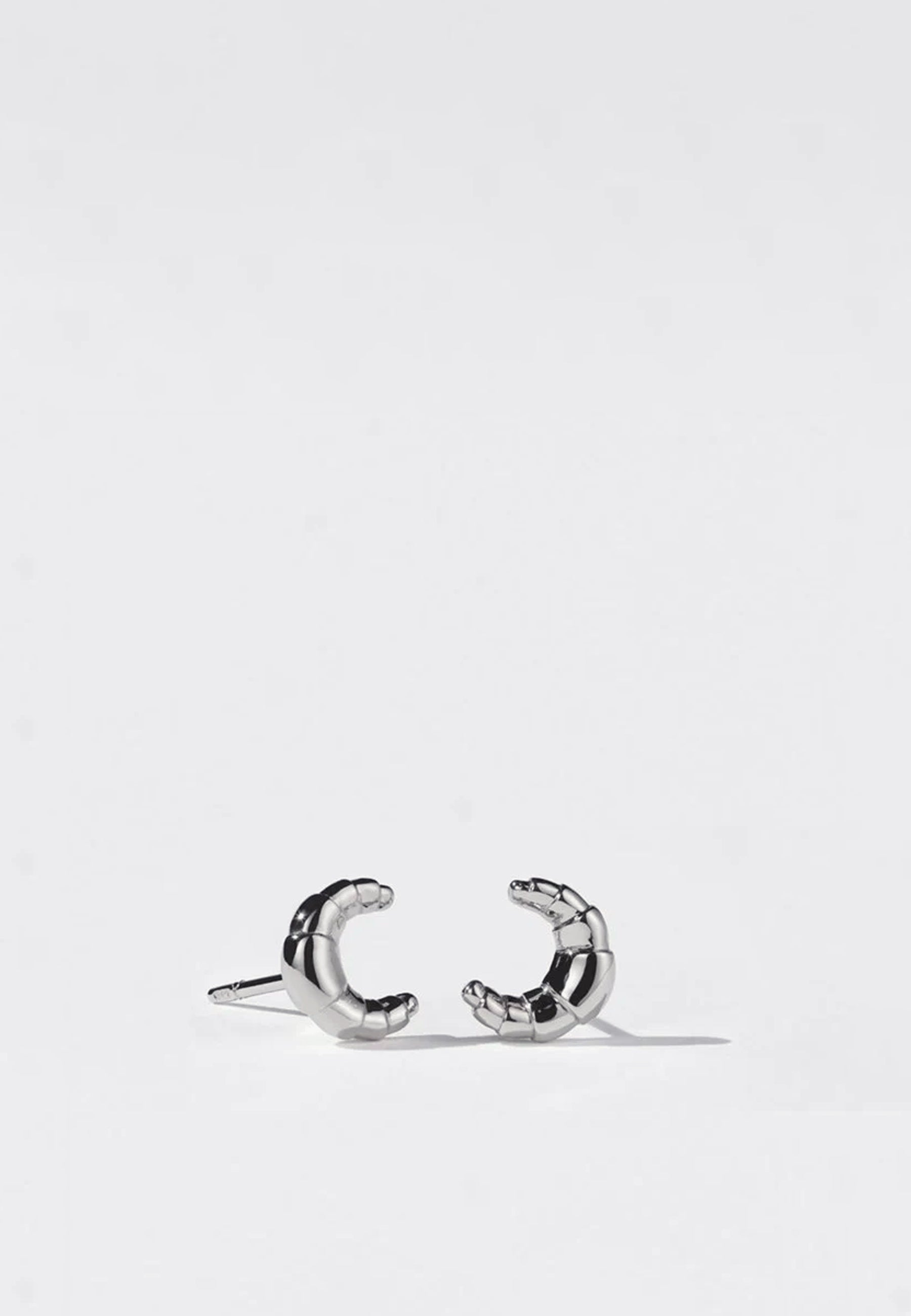 Croissant Stud Earrings - Silver