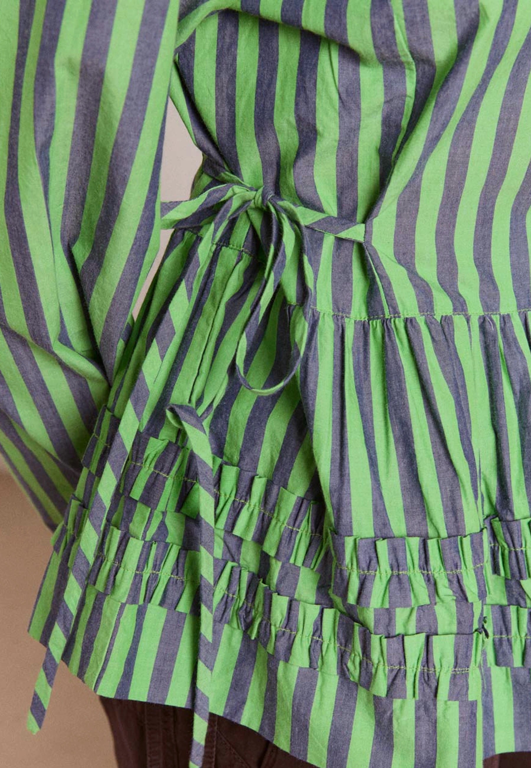 Madison Blouse - Navy Pop/Green Stripe