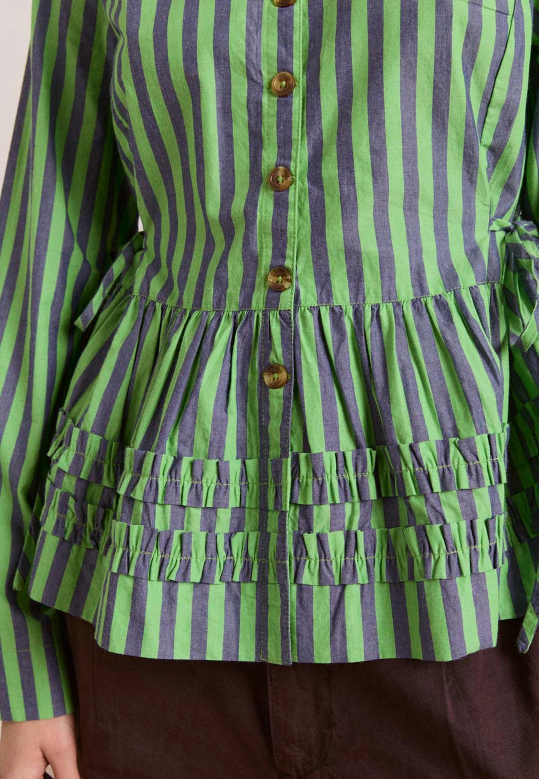 Madison Blouse - Navy Pop/Green Stripe