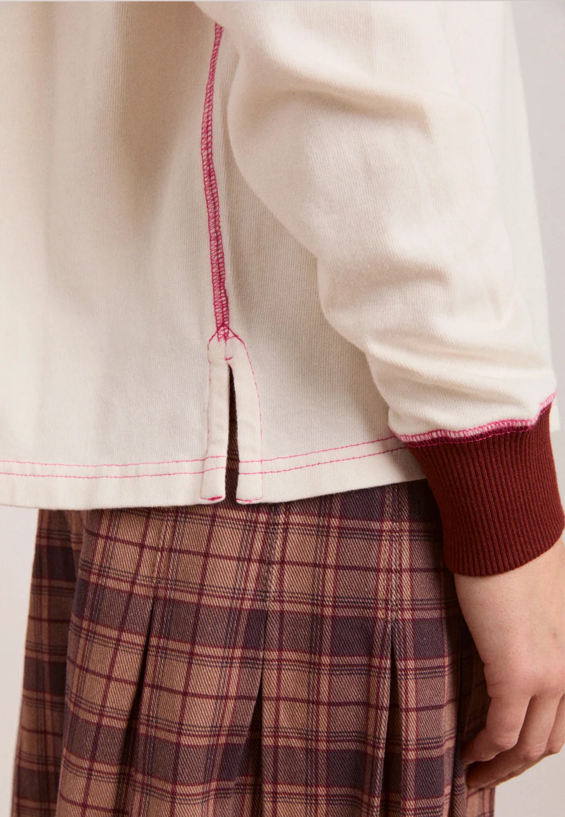 Olina Placement Stripe Rugby - Ecru