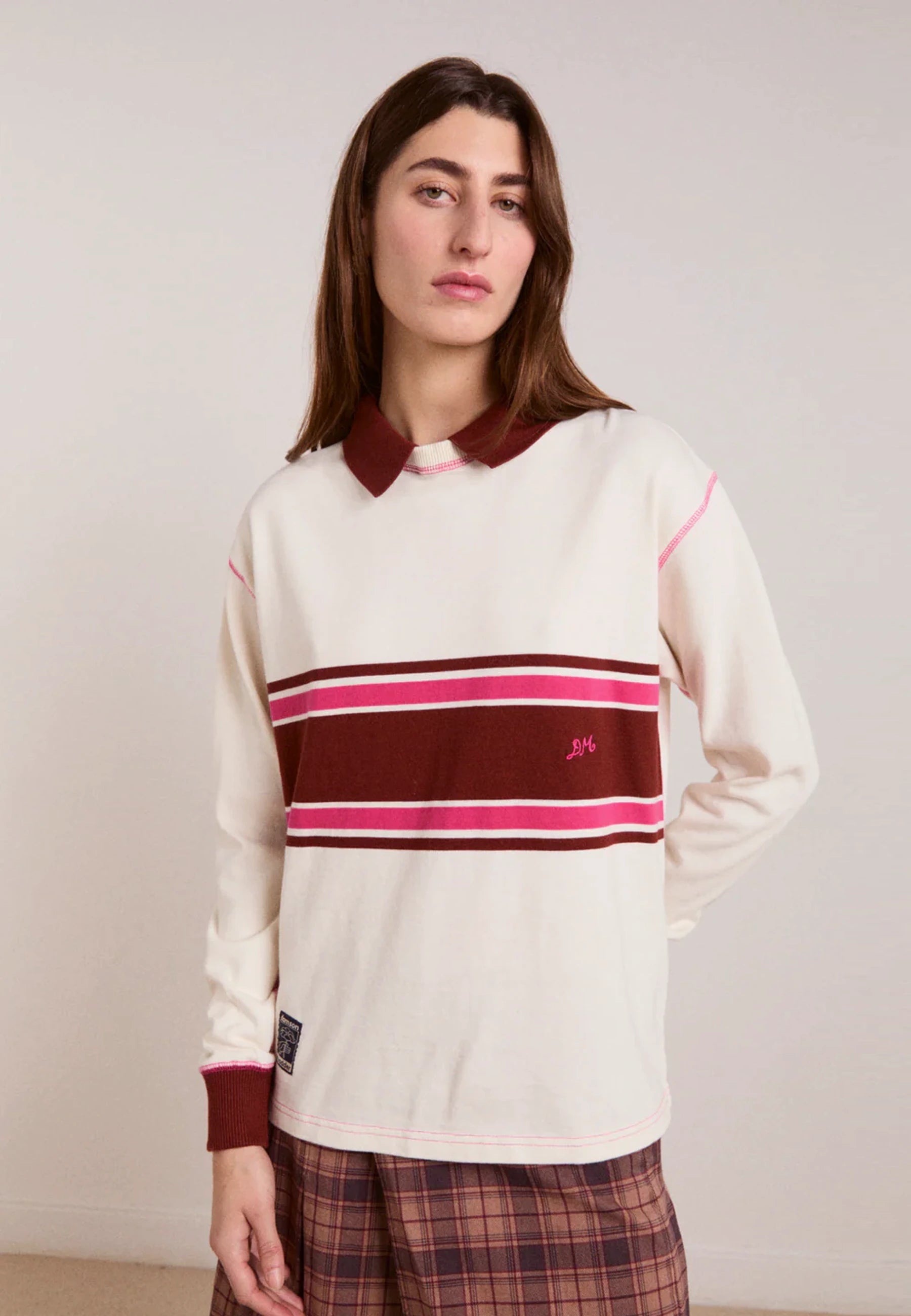 Olina Placement Stripe Rugby - Ecru