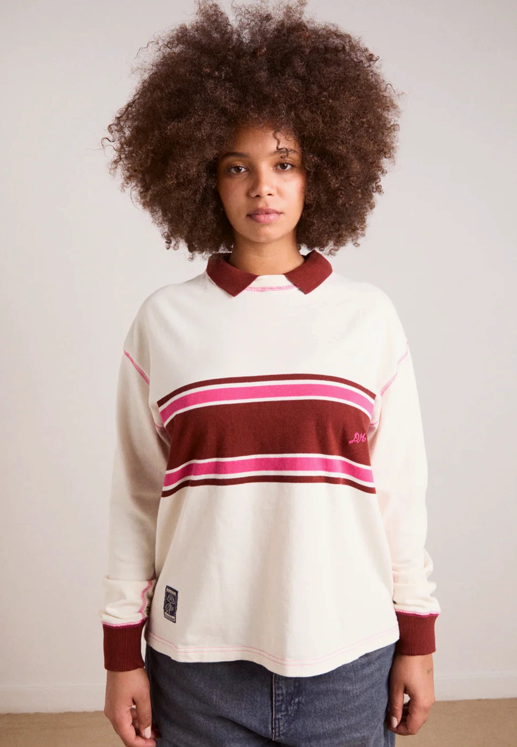 Olina Placement Stripe Rugby - Ecru