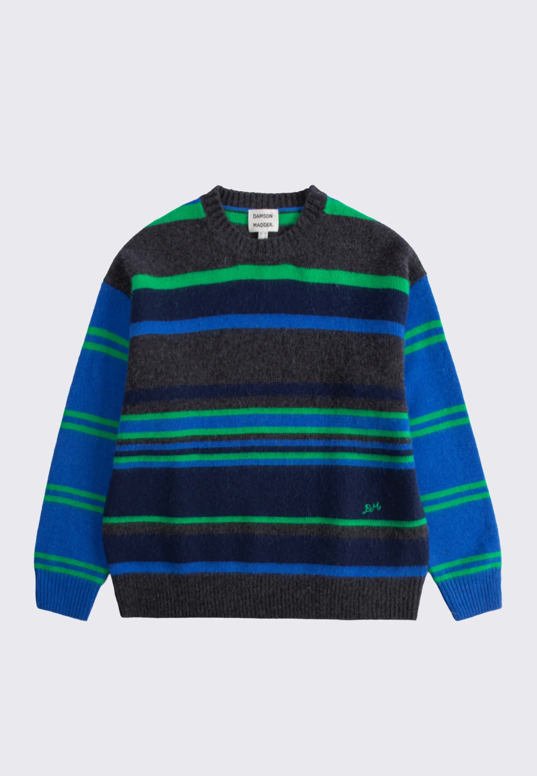 Rene Merino Wool Jumper - Green/Blue Stripe