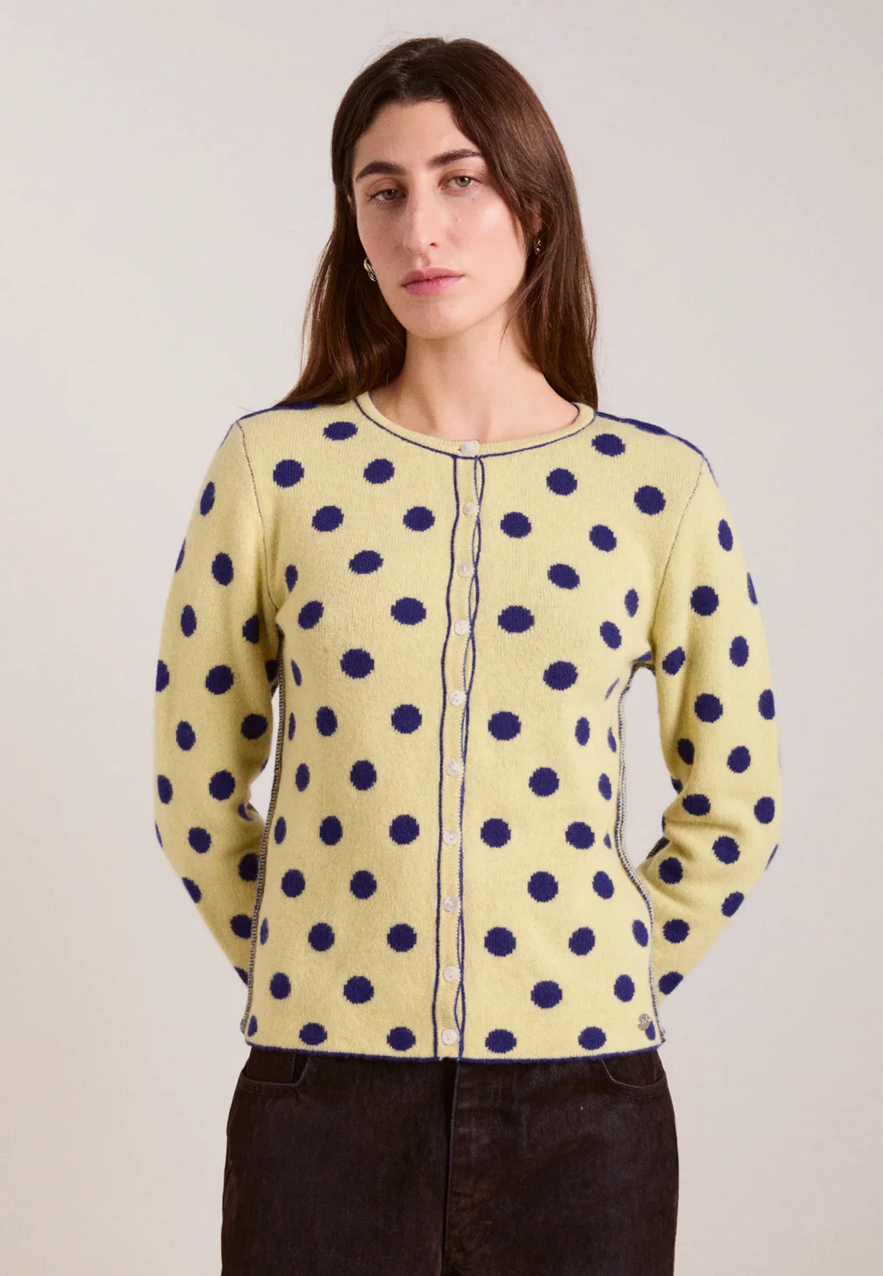 Tabitha Merino Reversible Cardi - Navy/Butter