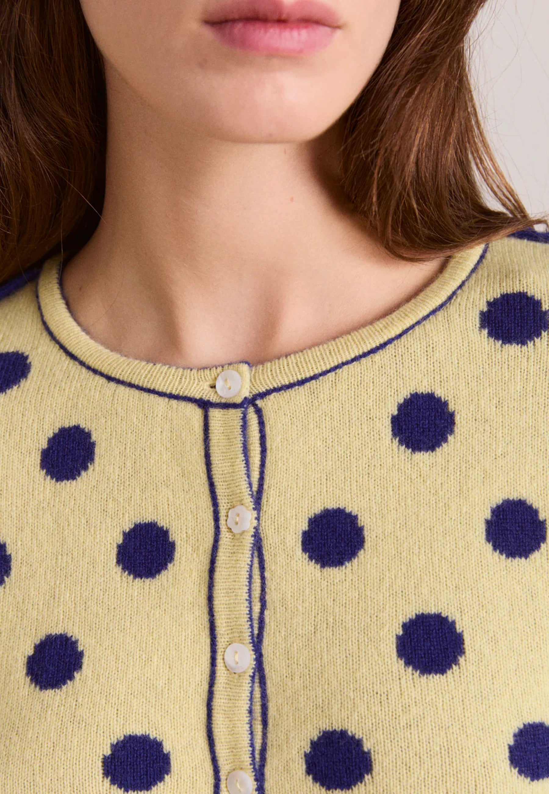 Tabitha Merino Reversible Cardi - Navy/Butter