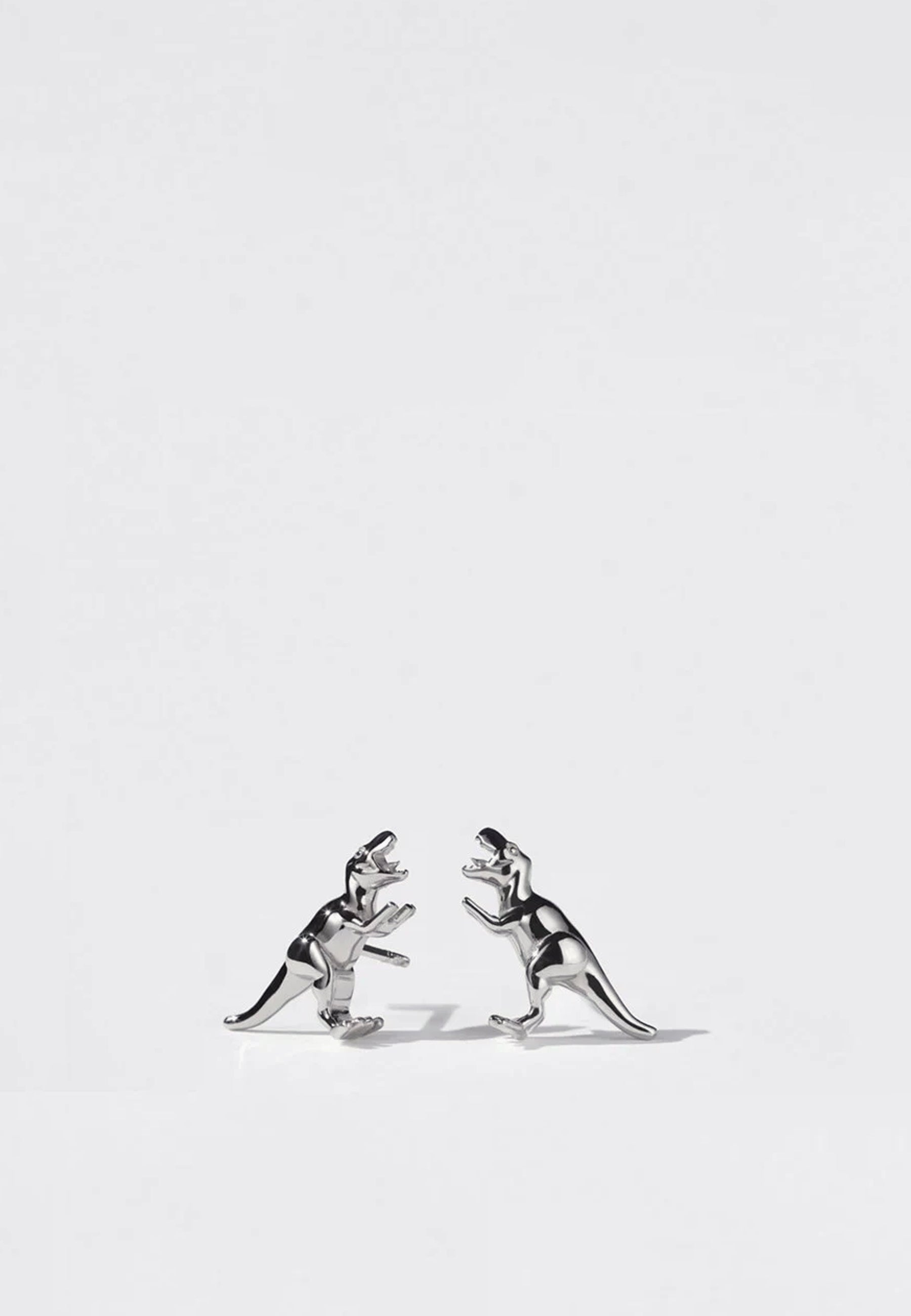 Dinosaur Stud Earrings - Silver