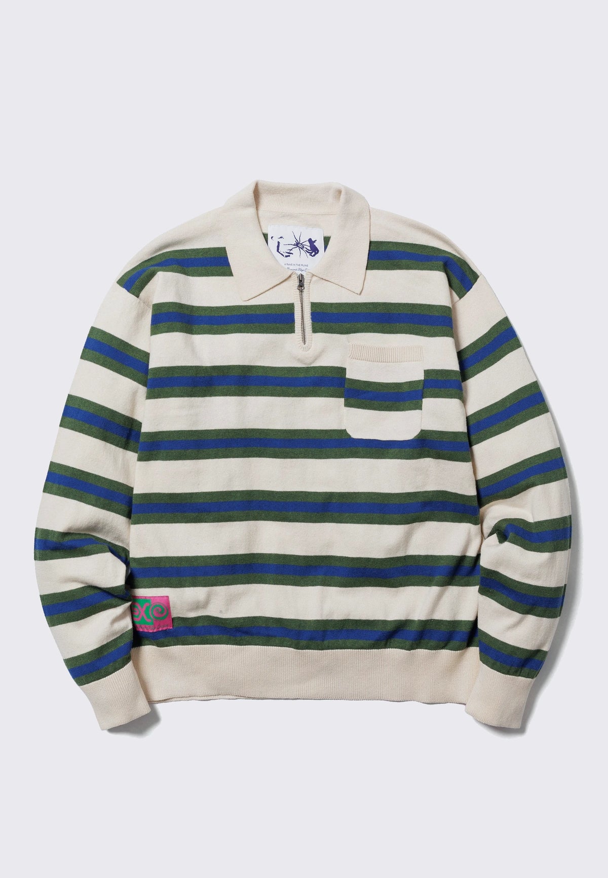 Border Polo Knit - White