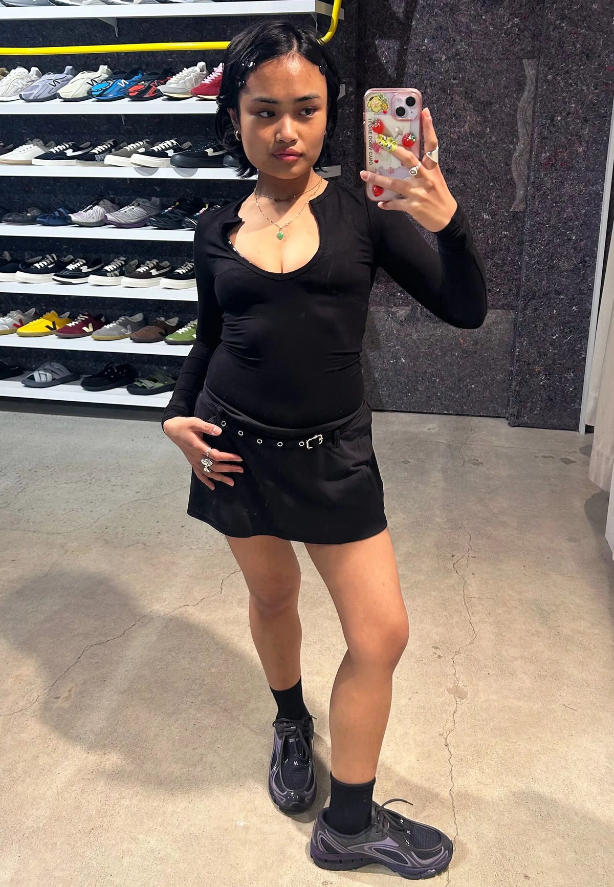 Aria Belted Skirt - Black