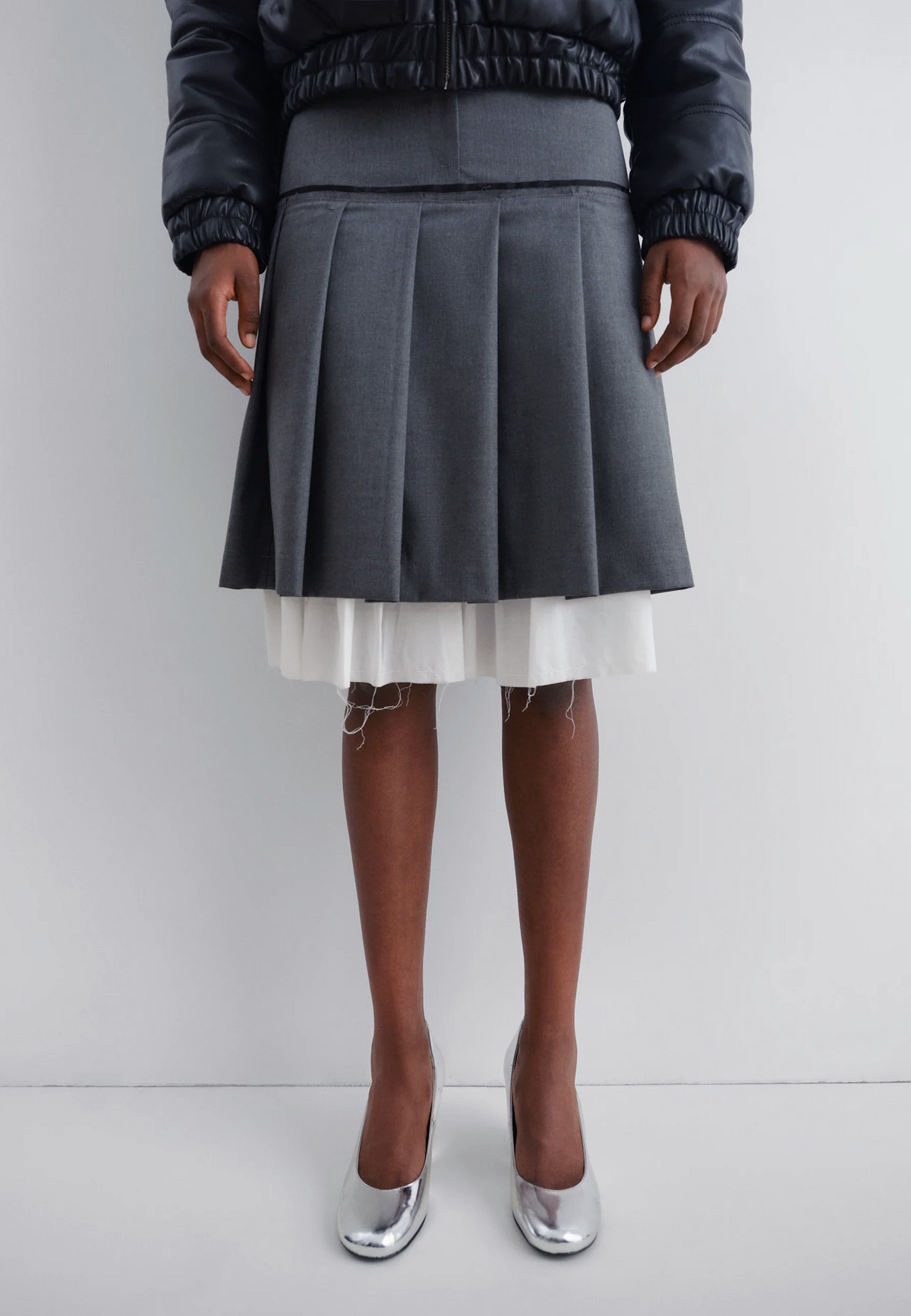 Tailored Midi Skirt - Grey