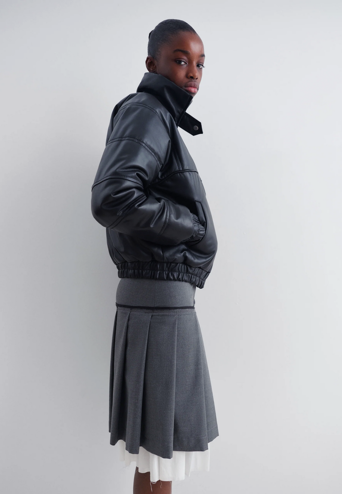 Tailored Midi Skirt - Grey