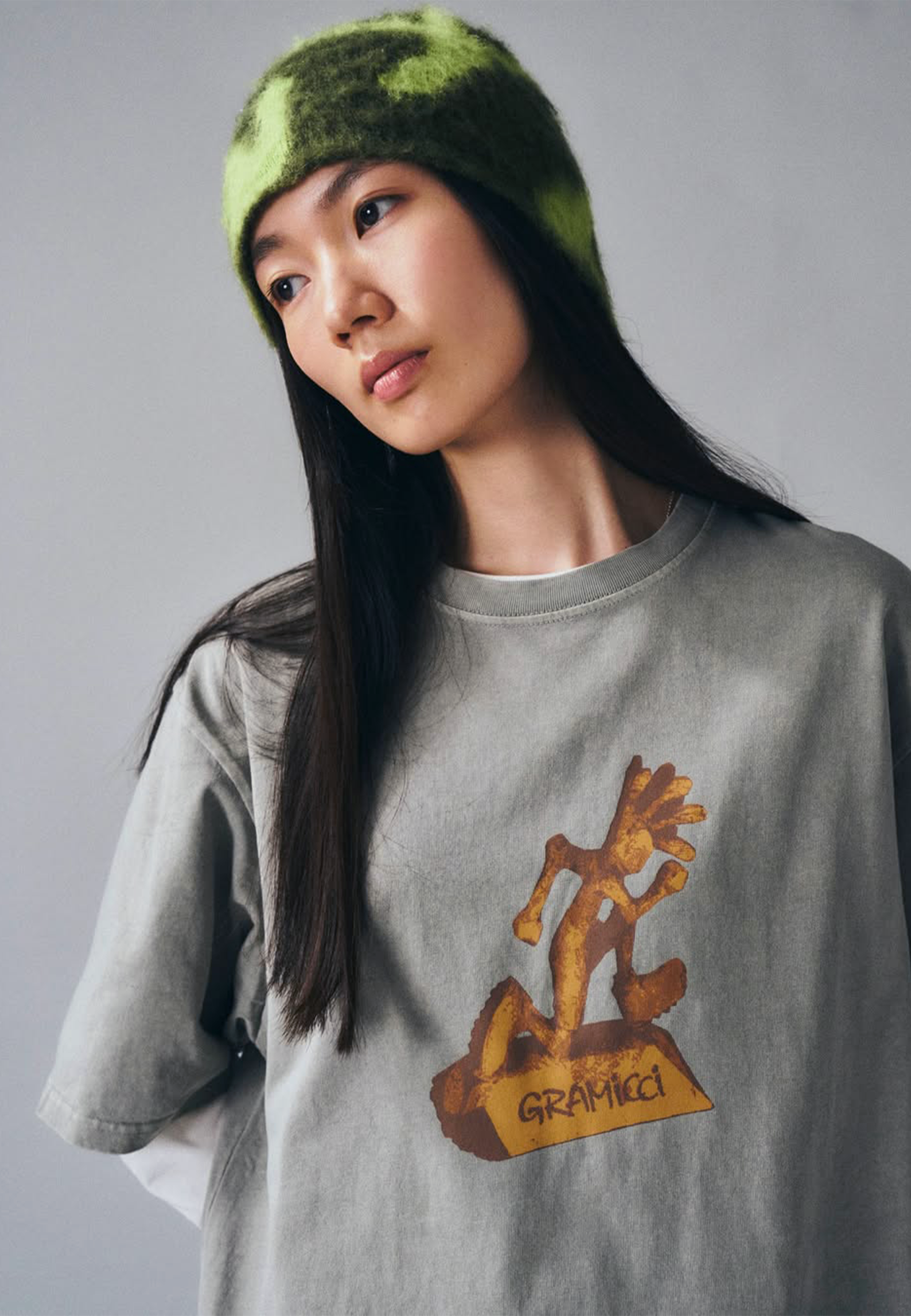 Mohair Burly Runningman Beanie - Chartreuse