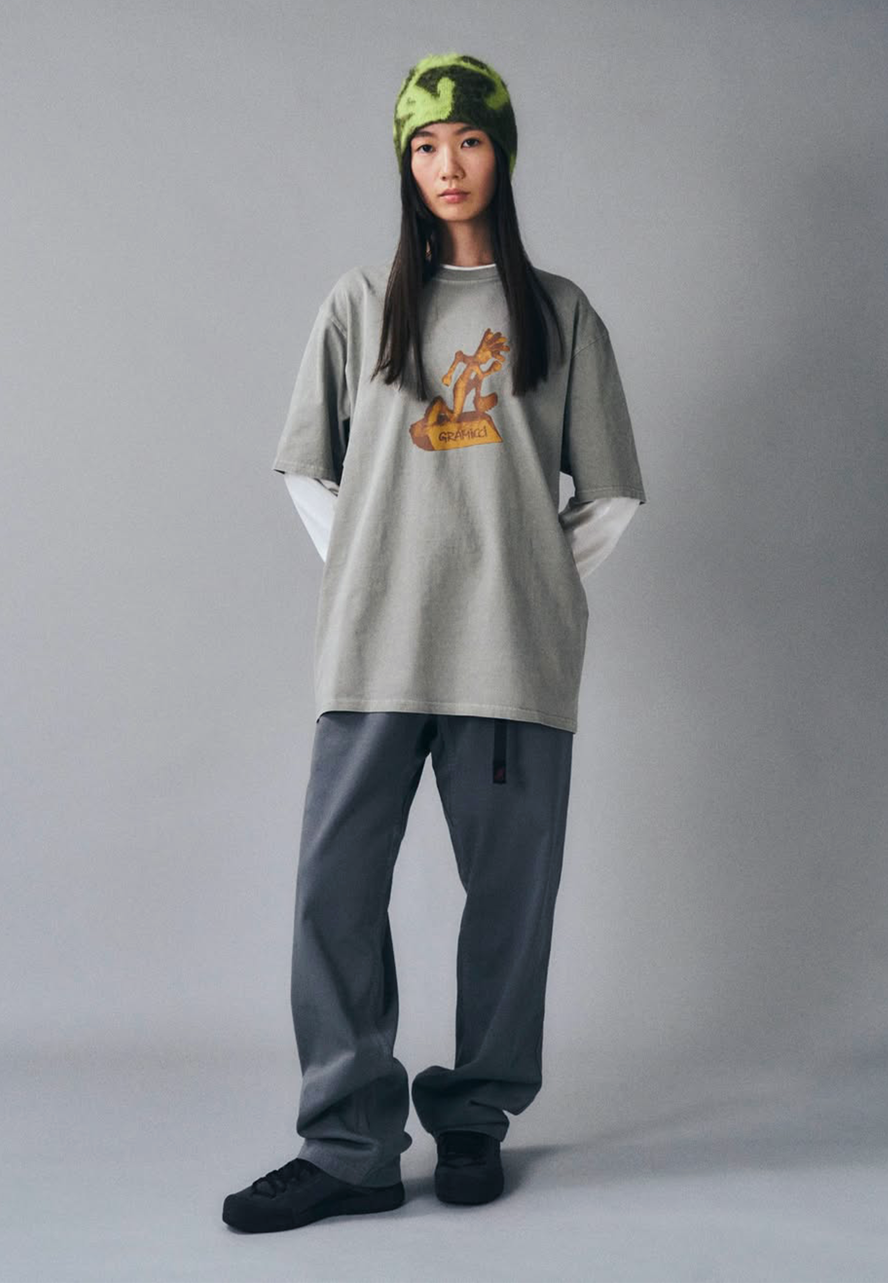 Mohair Burly Runningman Beanie - Chartreuse