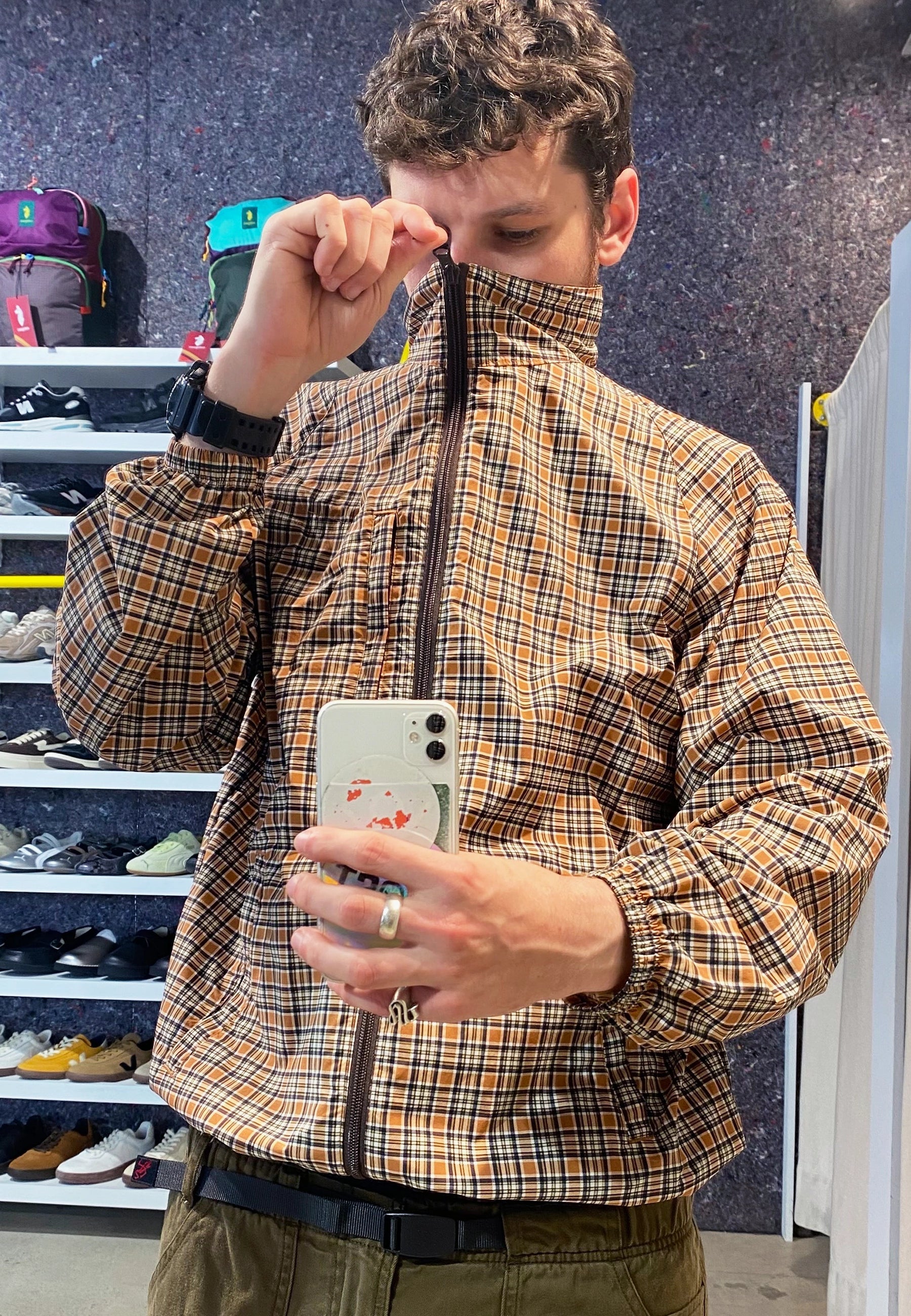 Checkered Shell Jacket - Brick Check