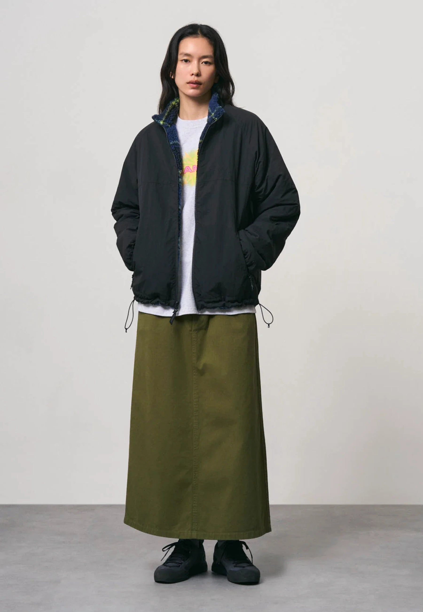 Reversible Sherpa Plaid Jacket - Plaid/Black