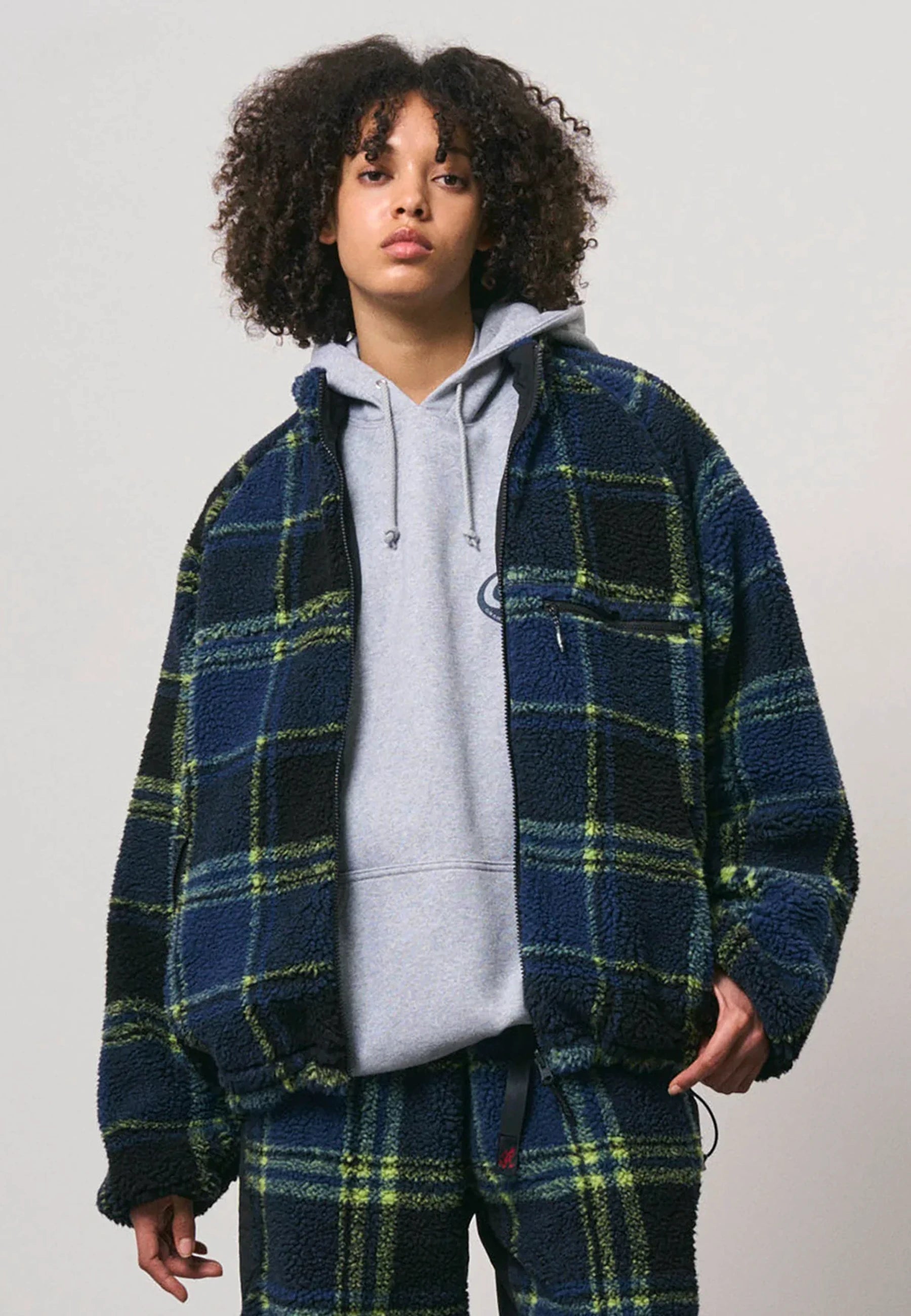 Reversible Sherpa Plaid Jacket - Plaid/Black