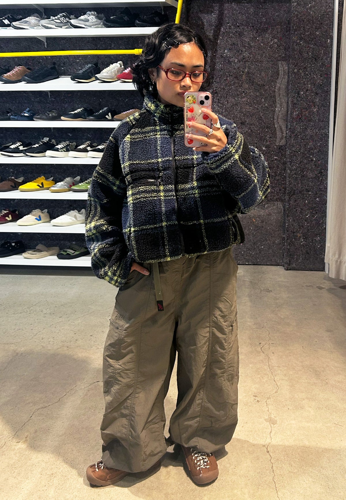 Reversible Sherpa Plaid Jacket - Plaid/Black