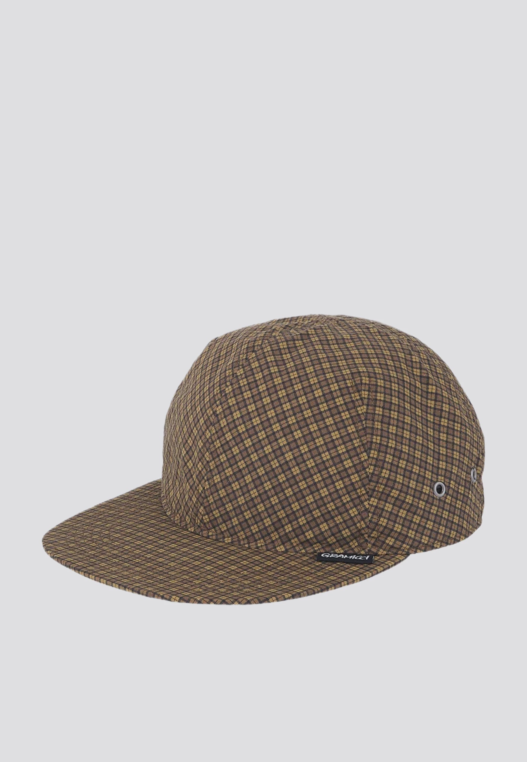 Mini Check Nylon Cap - Brown Check