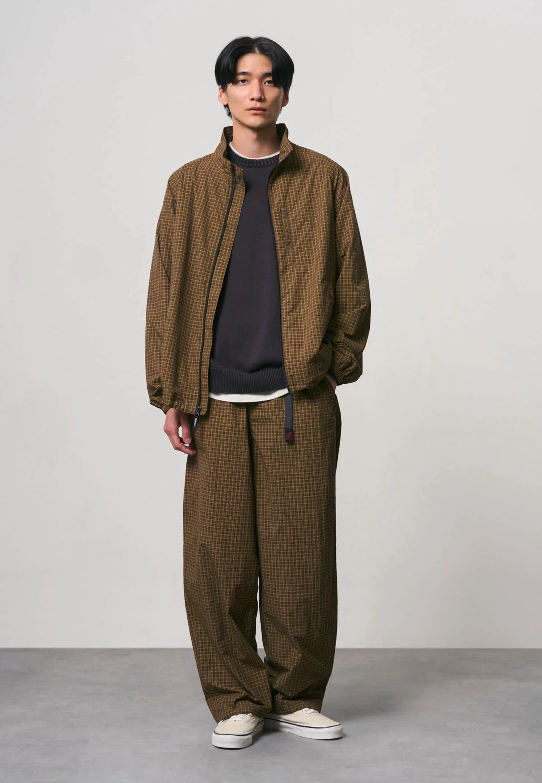 Mini Check Nylon Pant - Brown Check