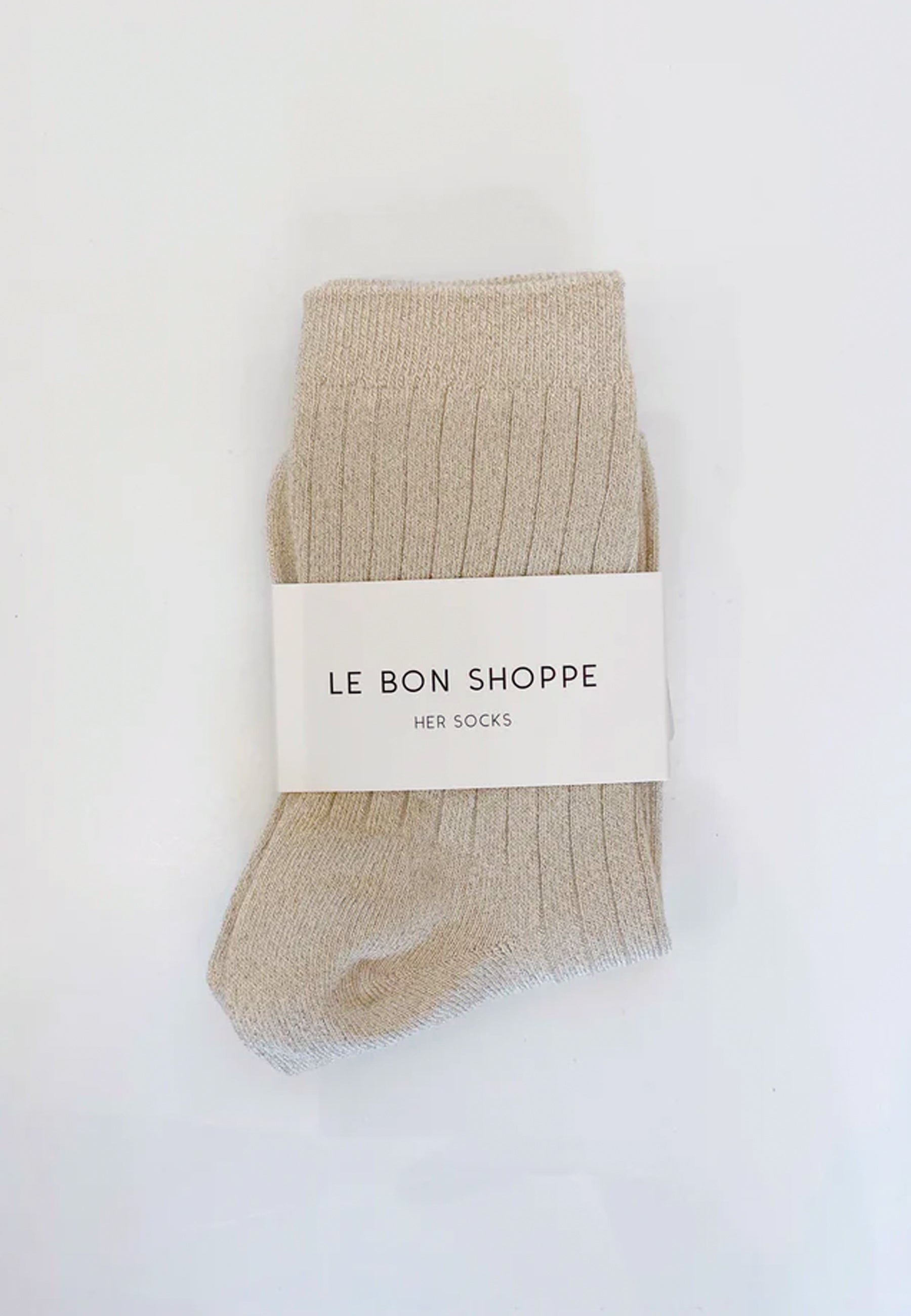 Her Socks Lurex - Ivory Gold Glitter